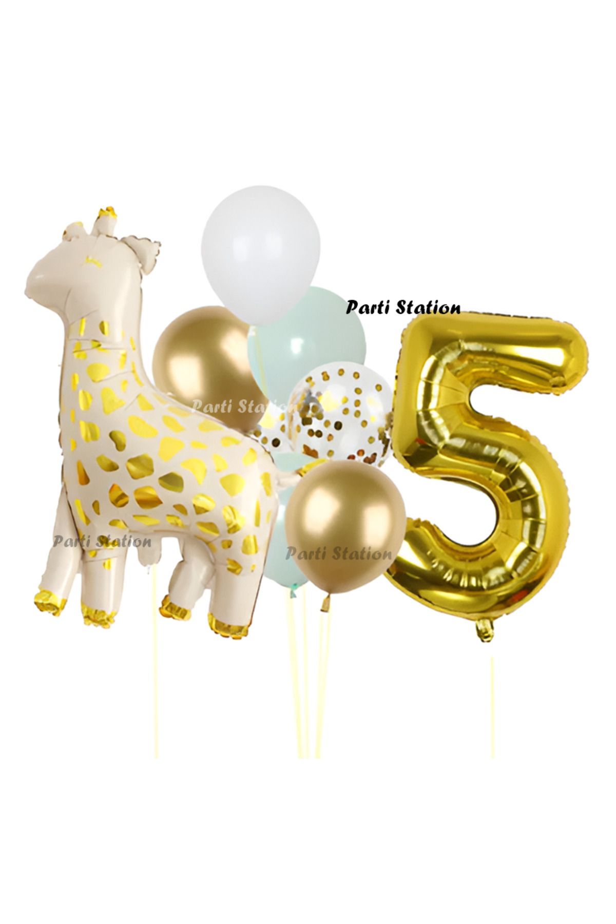 Partifest Sevimli Zürafa Konsept 5 Yaş Doğum Günü Balon Set Safari Tema Zürafa Parti Doğum Günü Balon Set