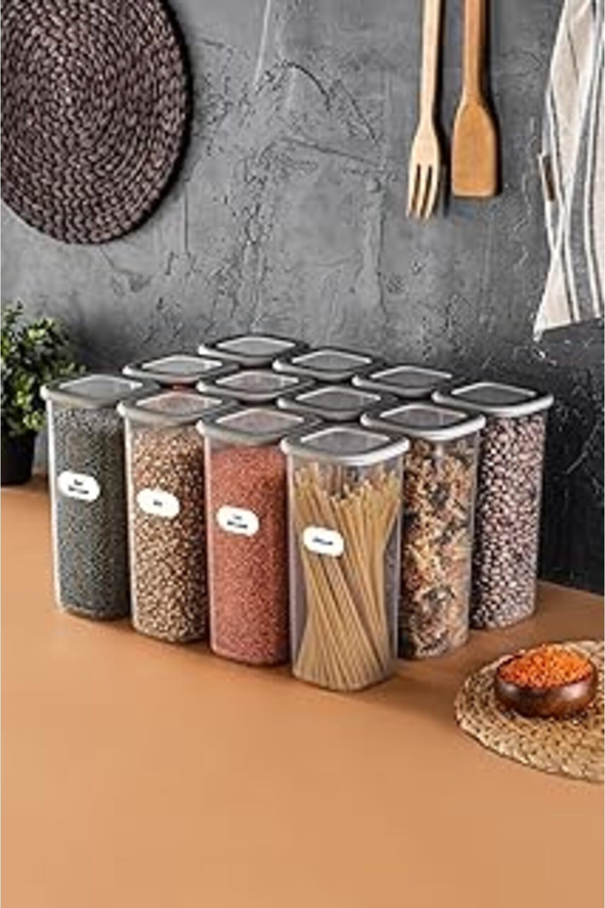 ASİTAN Foly Etiketli Erzak Saklama Kabı 12'Li Set Büyük Boy 1,75 Litre