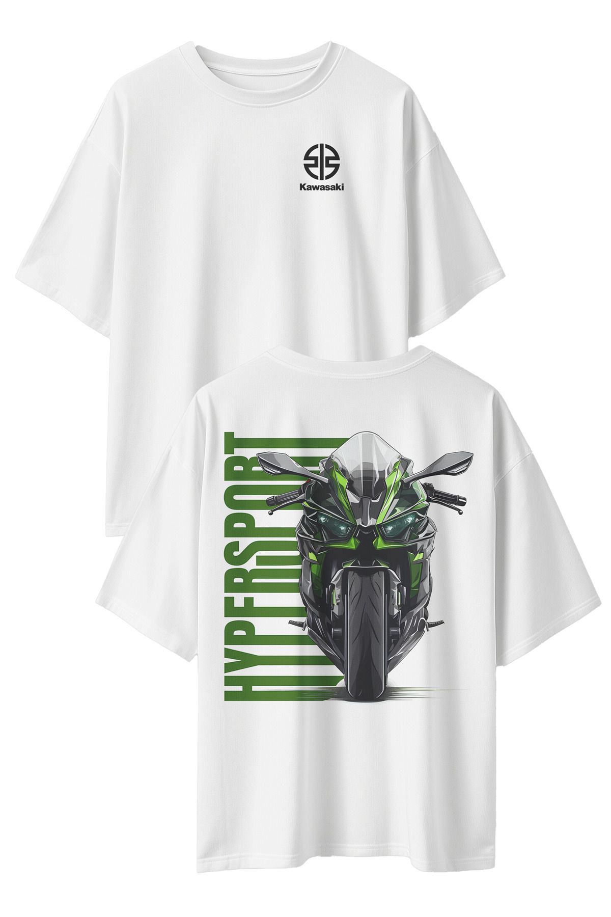 CEVİNDİ Unisex Tşört Kawasaki Hyper Baskılı T-shirt