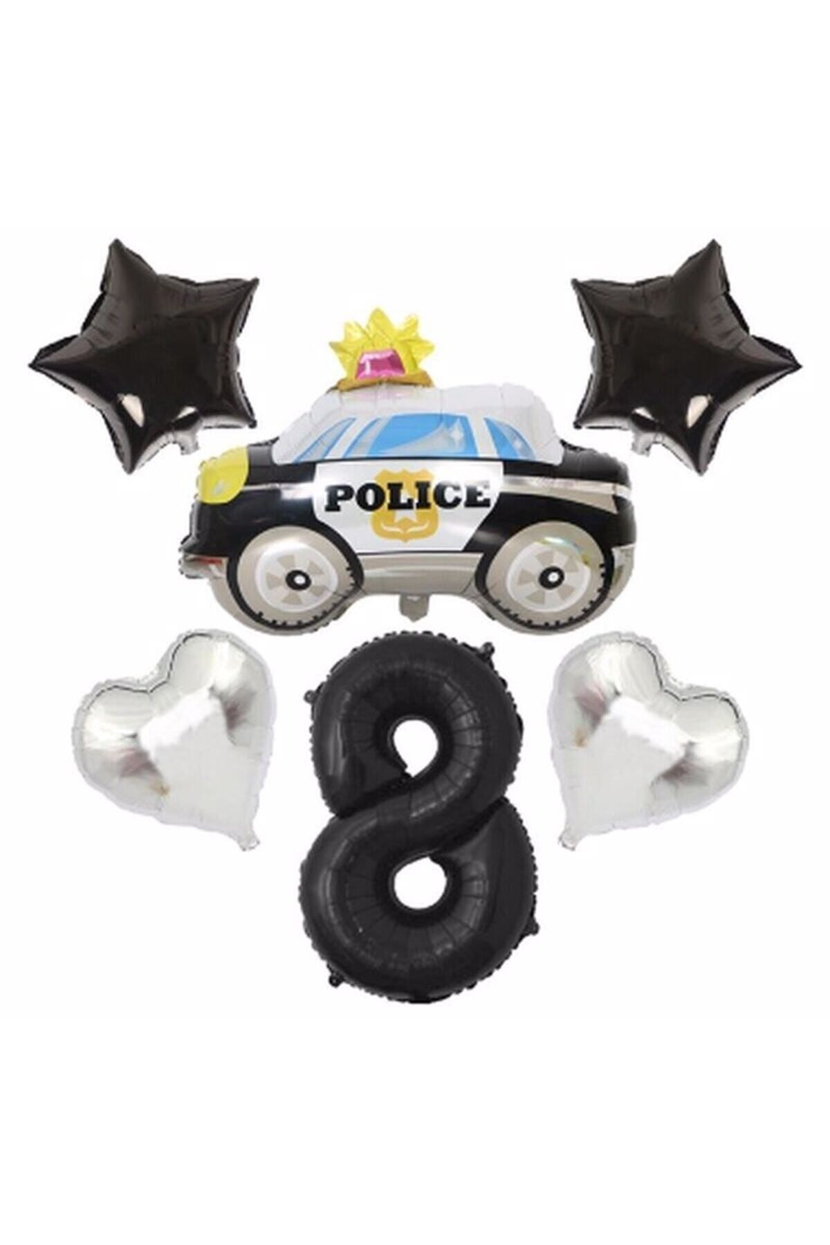 Partifest Polis Arabası 8 Yaş Balon Set Balon Folyo Set Konsept Set Yaş Balon Set