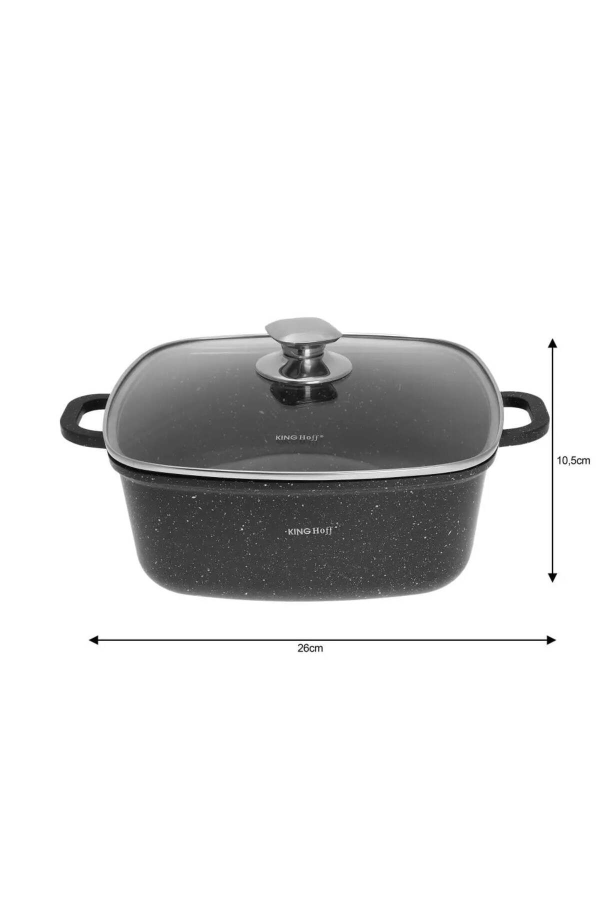 Kinghoff-Square pot with lid 26x26 cm, 5.5L – Kinghoff KH 1604, marble coating, for all types of hobs 2