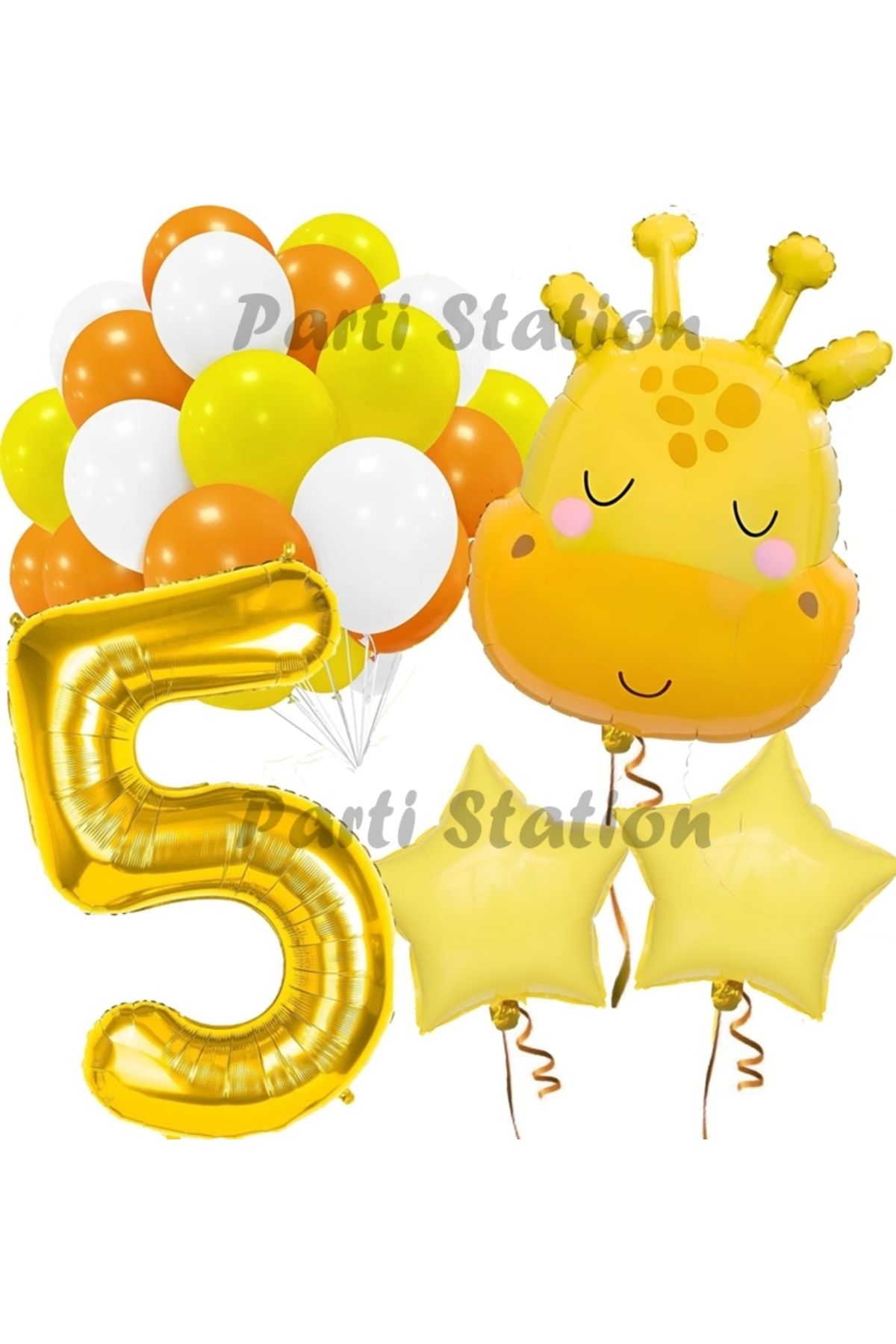 Partifest Sevimli Zürafa Konsept 5 Yaş Balon Set Safari Tema Zürafa Parti Doğum Günü Balon Set