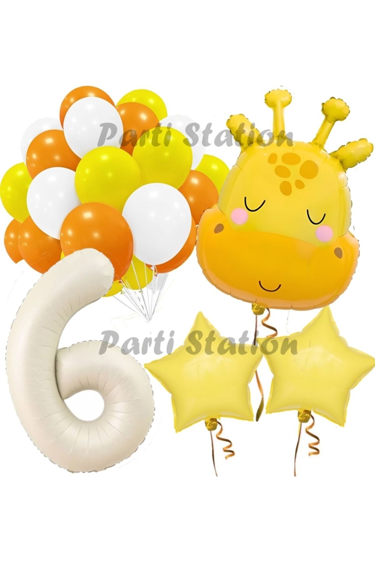 Partifest Safari Sevimli Zürafa Tema 6 Yaş Balon Set Safari Konsept Zürafa Parti Doğum Günü Balon Set