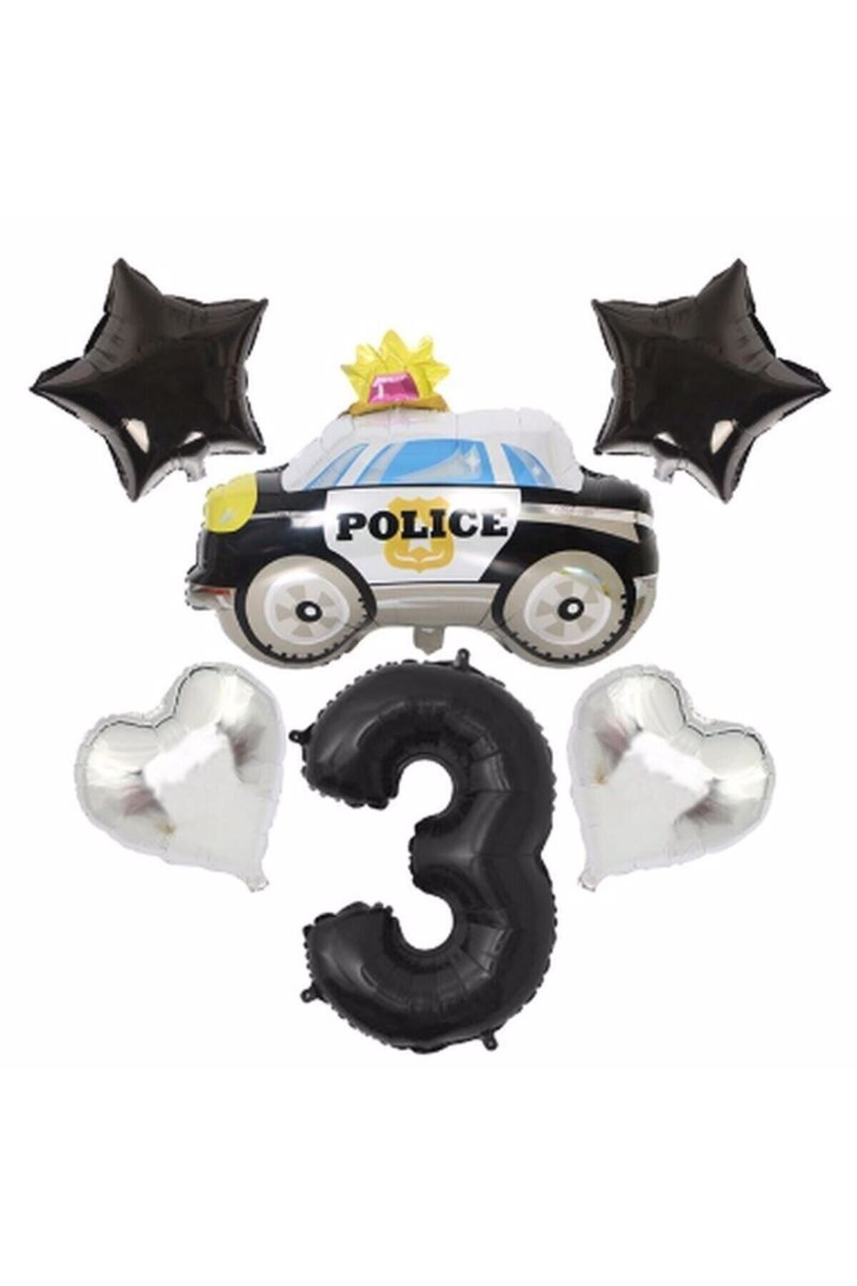 Partifest Polis Arabası 3 Yaş Balon Set Balon Folyo Set Konsept Set Yaş Balon Set