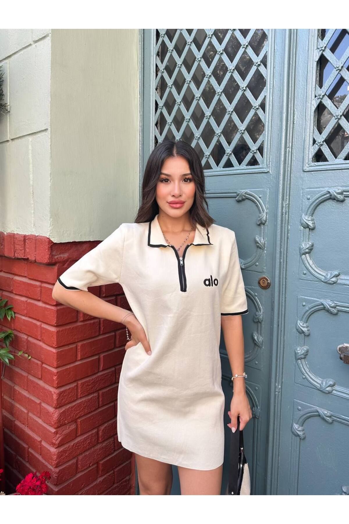 Abalı Yeni sezon yazlık mini elbise souğuk ip ,Alhawi Lamara model