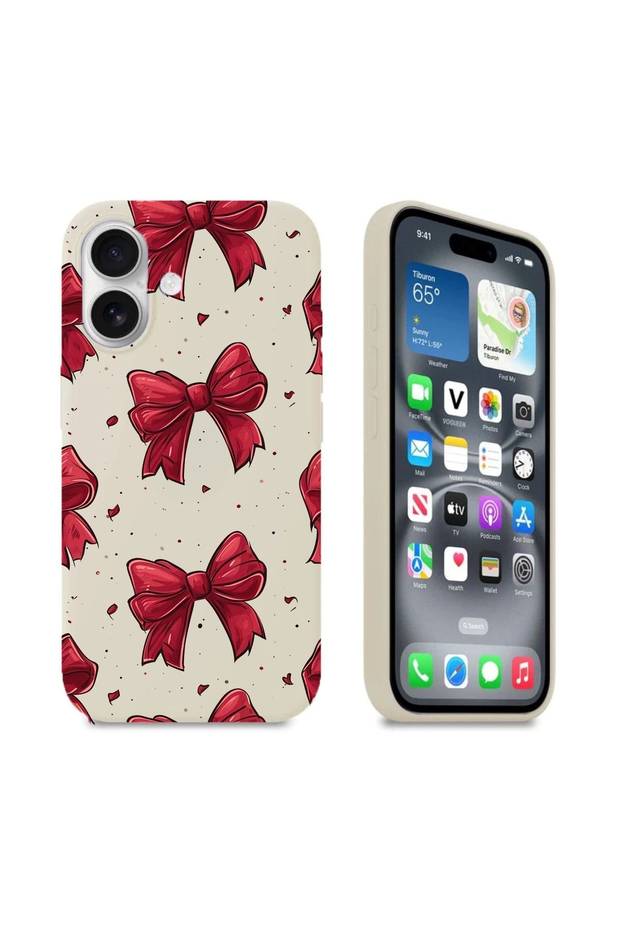 luxewear İphone 16 Plus Uyumlu Silikon Içi Kadife Lansman Desenli Telefon Kılıfı