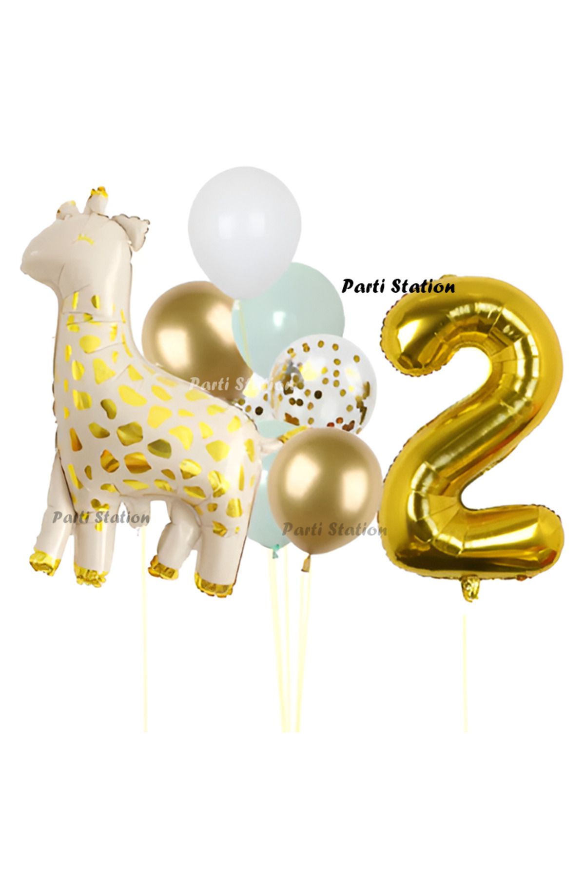 Partifest Sevimli Zürafa Konsept 2 Yaş Doğum Günü Balon Set Safari Tema Zürafa Parti Doğum Günü Balon Set