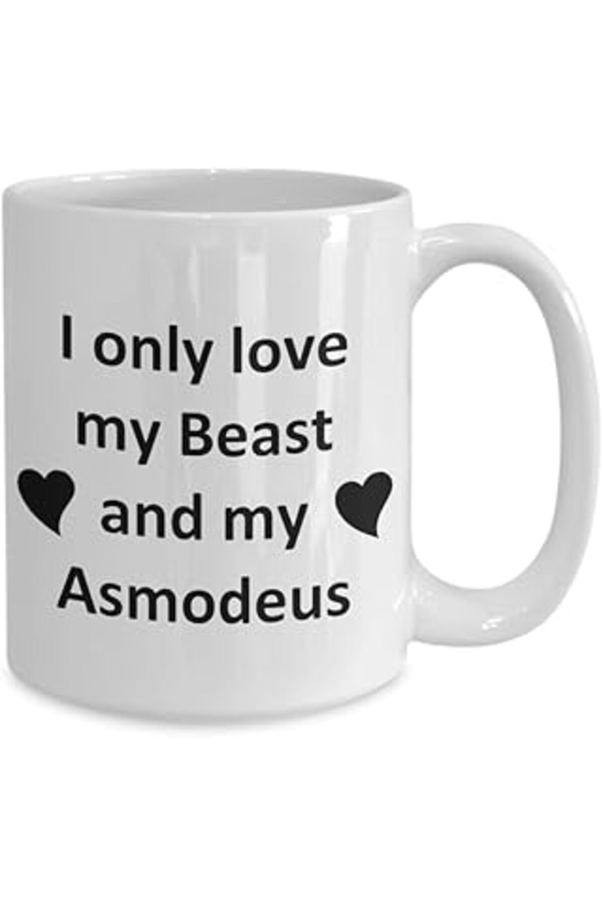ASİTAN Print Dore Asmodeus Canavar Sevgilisi Kupa Kalp- Kedi Köpek Kuş Evcil Hayvan Ismi - Love My Ingiliz