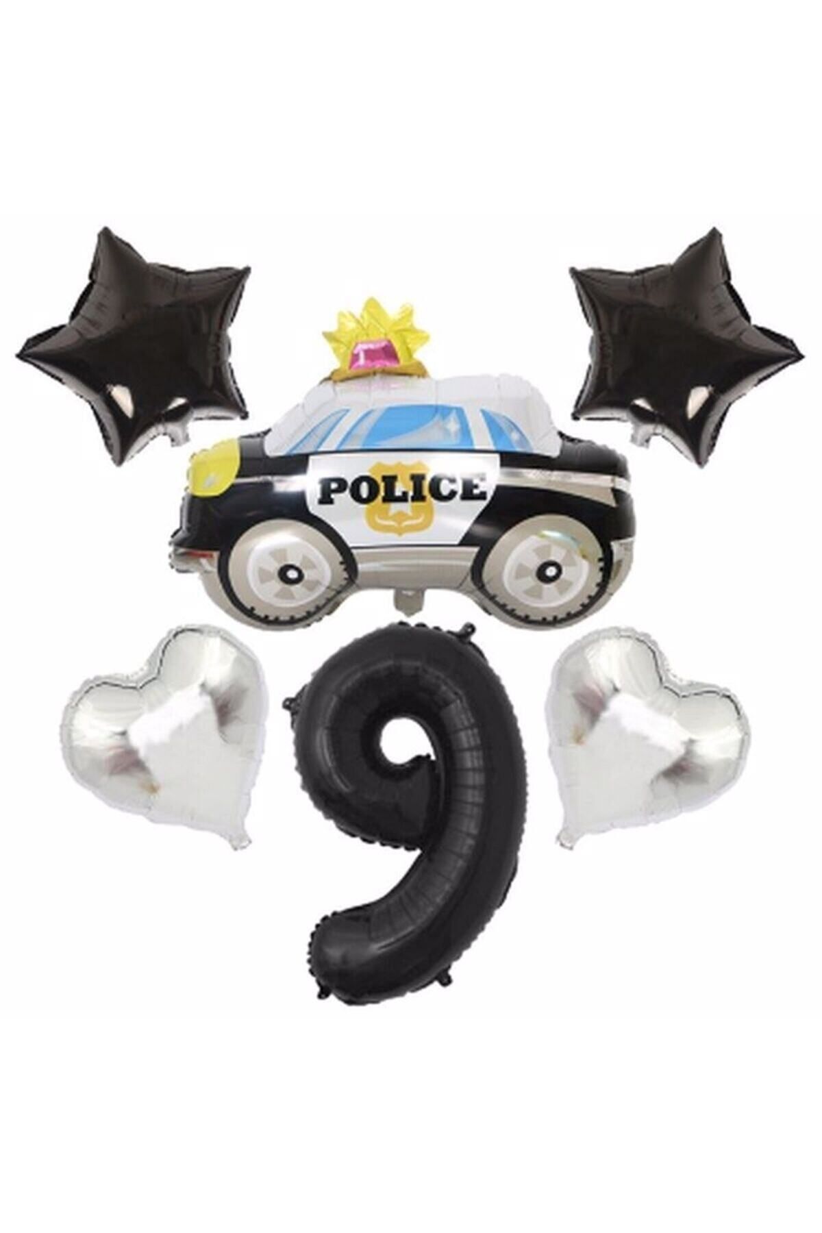 Partifest Polis Arabası 9 Yaş Balon Set Balon Folyo Set Konsept Set Yaş Balon Set