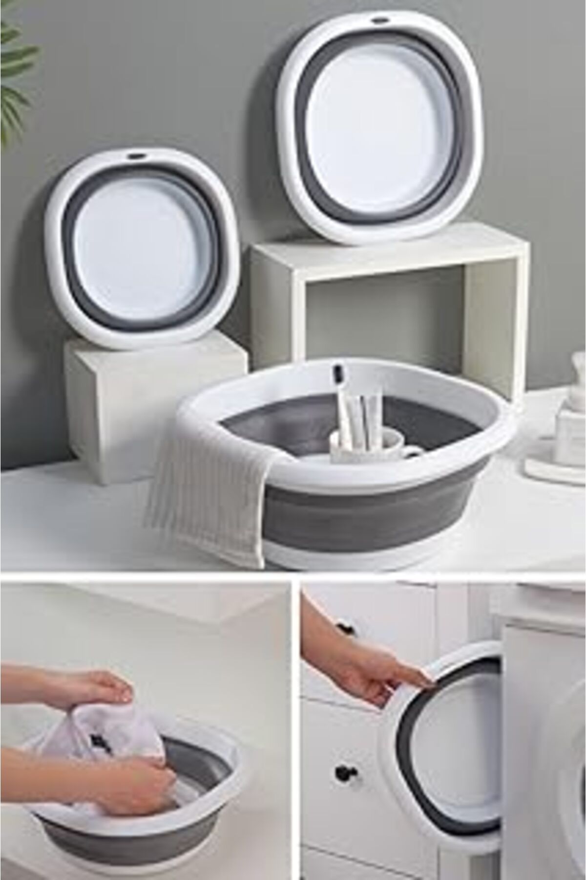 NETWORK ART Pazar Kapısı Katlanır Badya Akordiyon Silikon Leğen (Badya Set (10-5-2,7) Litre)
