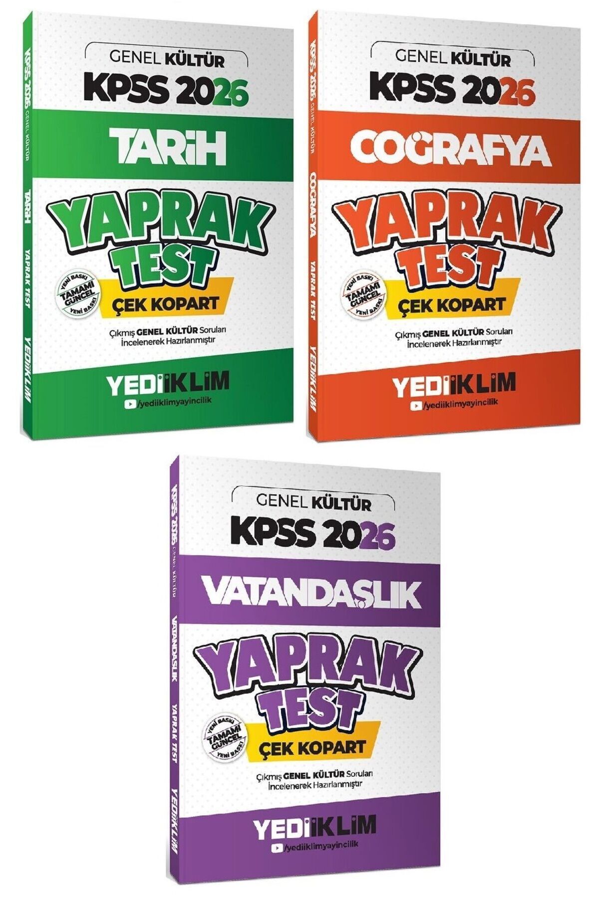 Makro Kitabevi Yayınları Yediiklim 2026 Baskı KPSS Tarih + Coğrafya + Vatandaşlık Yaprak Test 3 lü Set