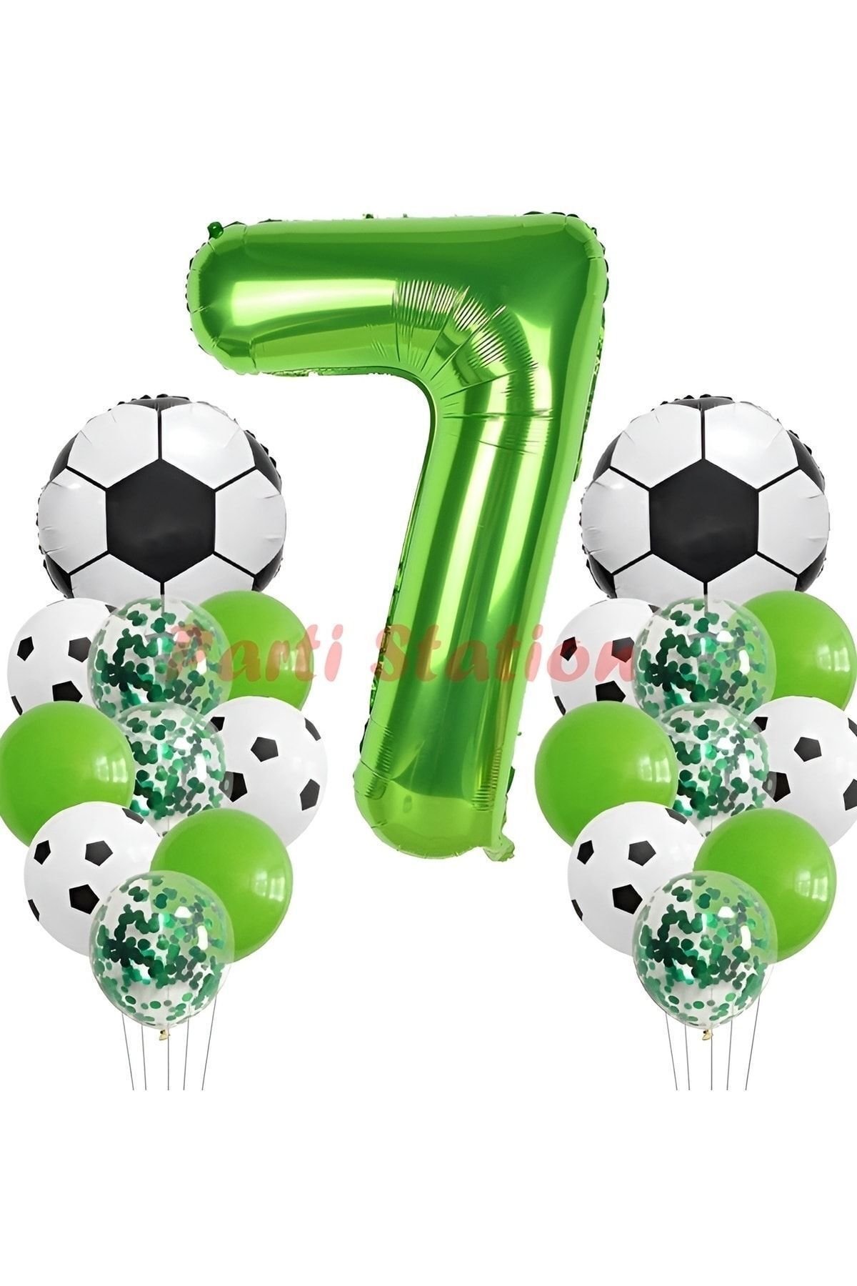 Partifest Futbol Maç Konsept Yeşil Rakam 7 Yaş Balon 76 Cm Futbol Konsept Yeşil Parti Doğum Günü Balon Seti