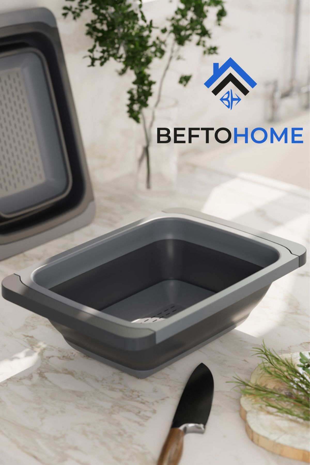 BEFTO HOME 6.3 L Katlanabilir Akordiyon Süzgeç | Ayarlanabilir, BPA İçermez, (Karışık Renk Gönderilir)