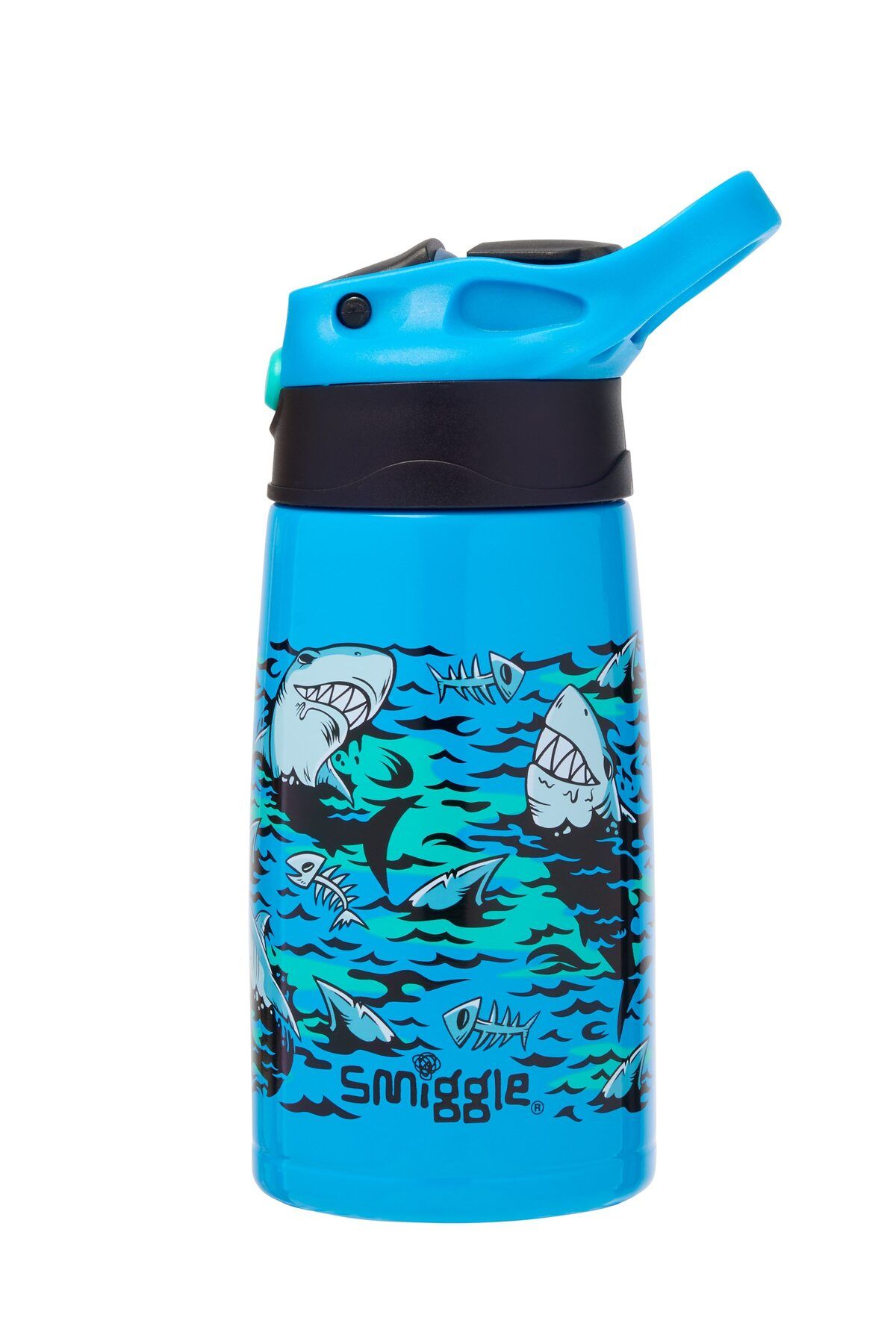 SMIGGLE Köpekbalığı Detaylı Paslanmaz Çelik Flip Suluk Matara 400ML