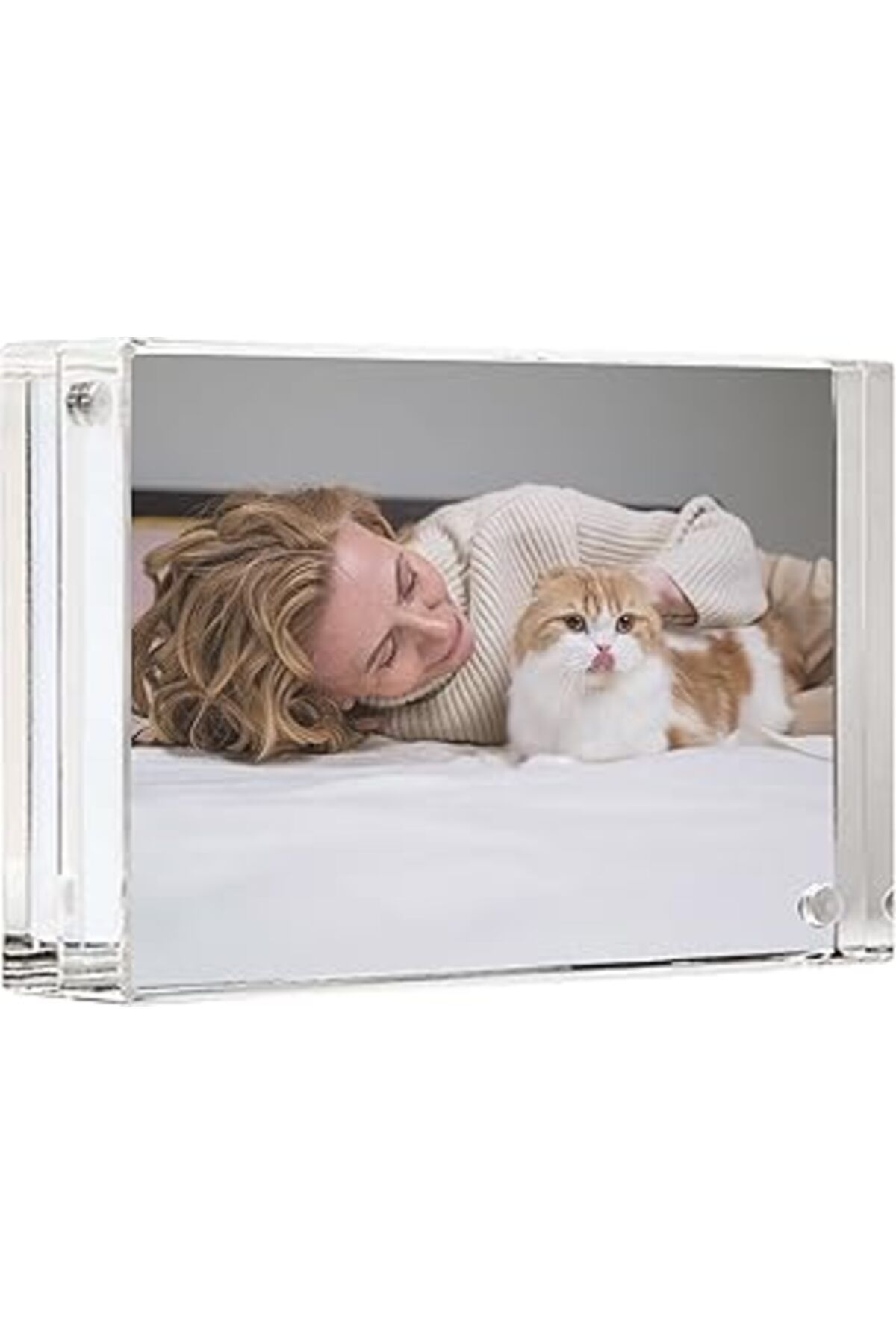 Mu Art Ahşap Canetti Orijinal Mıknatıs Resim Çerçevesi - Kristal Netliğinde Akrilik Cam Masa Üstü Fotoğraf Çerçe