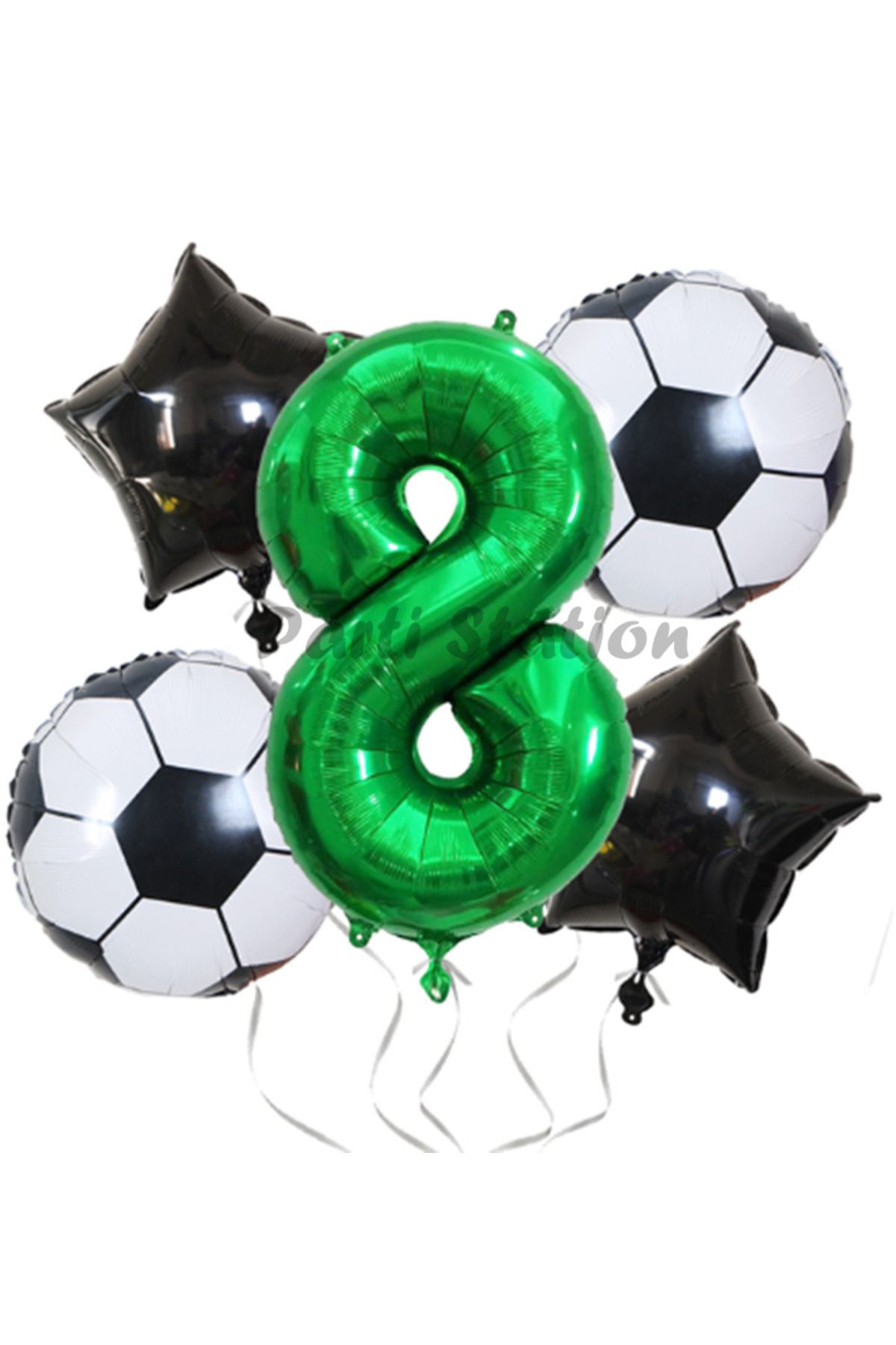 Partifest Futbol Maç Konsept Yeşil Rakam 8 Yaş Balon Set Futbol Konsept Yeşil Parti Doğum Günü Balon Seti