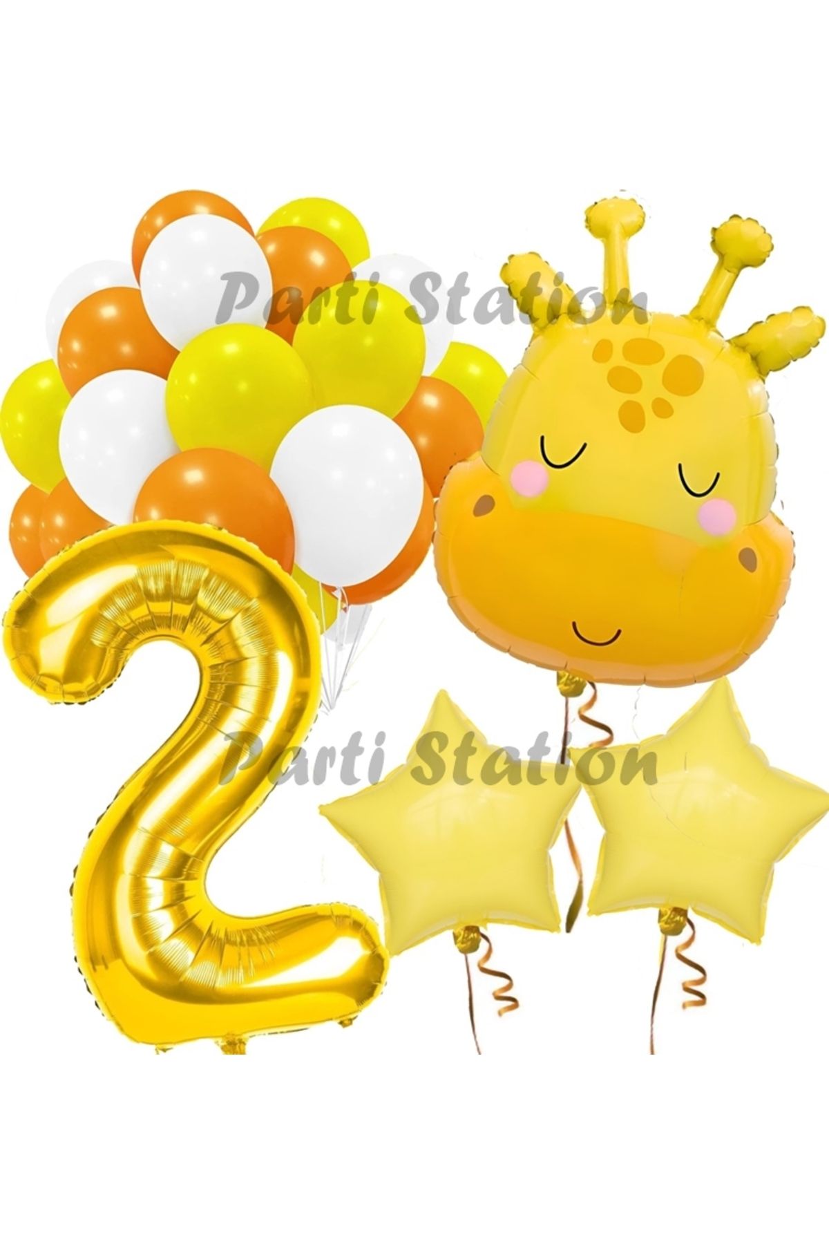 Partifest Sevimli Zürafa Konsept 2 Yaş Balon Set Safari Tema Zürafa Parti Doğum Günü Balon Set