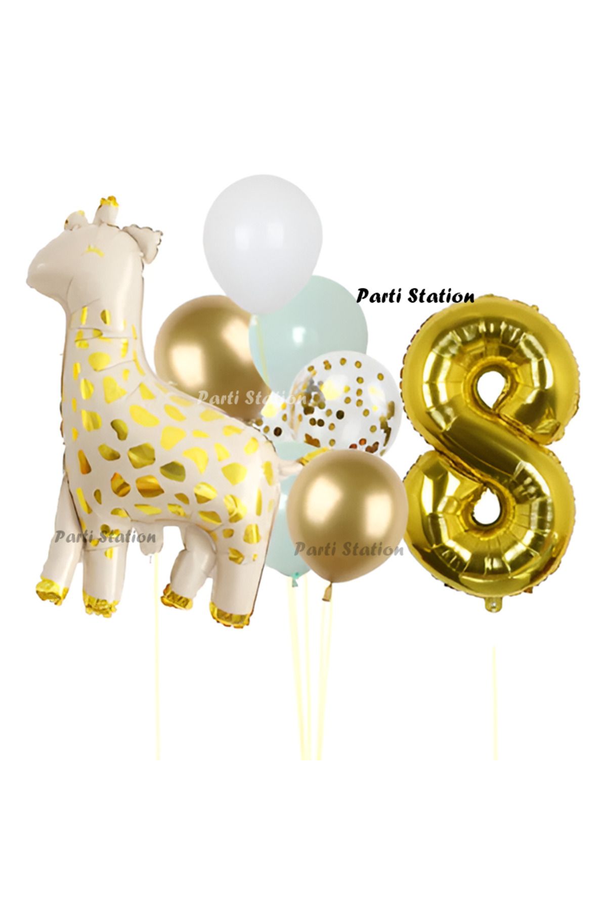 Partifest Sevimli Zürafa Konsept 8 Yaş Doğum Günü Balon Set Safari Tema Zürafa Parti Doğum Günü Balon Set