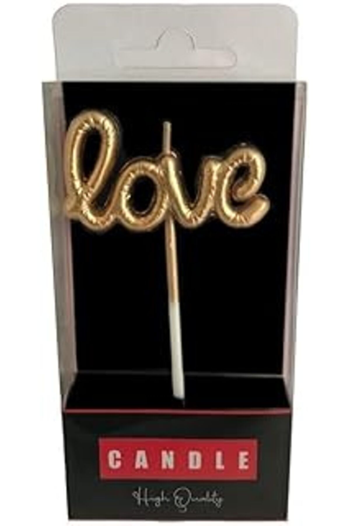 Qedii Love Yazılı Folyo Balon Şekilli Gold Mum Mum1002-3