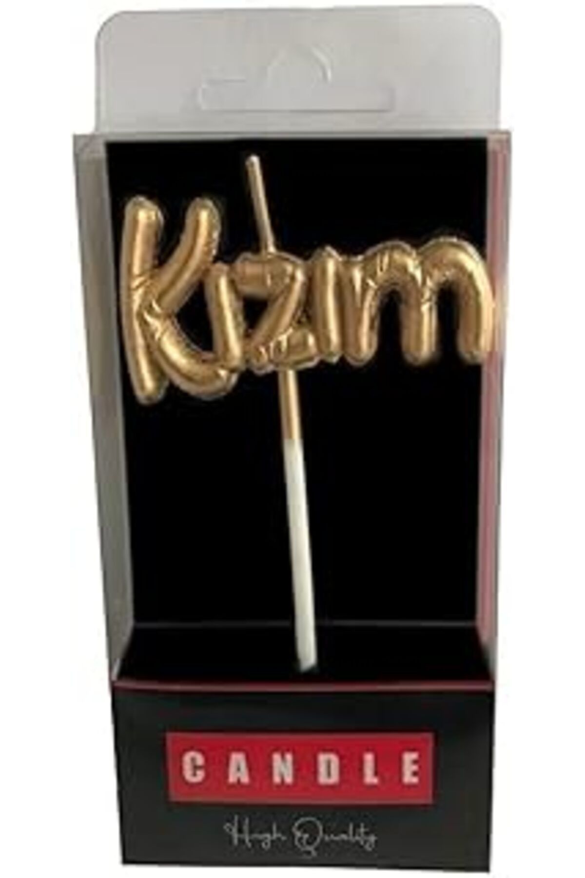 ASİTAN Kızım Yazılı Folyo Balon Şekilli Gold Mum Mum1002-5