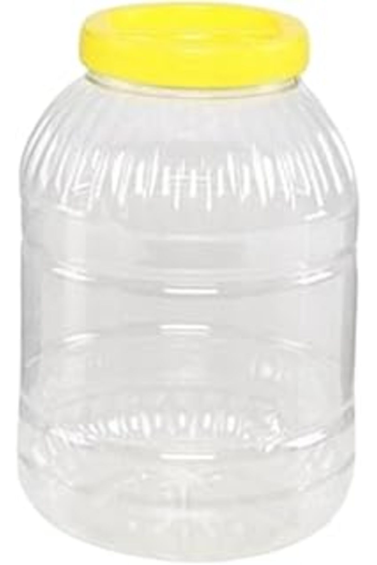 ASİTAN 5 Litre Şeffaf Plastik Bidon, Sarı Kapaklı