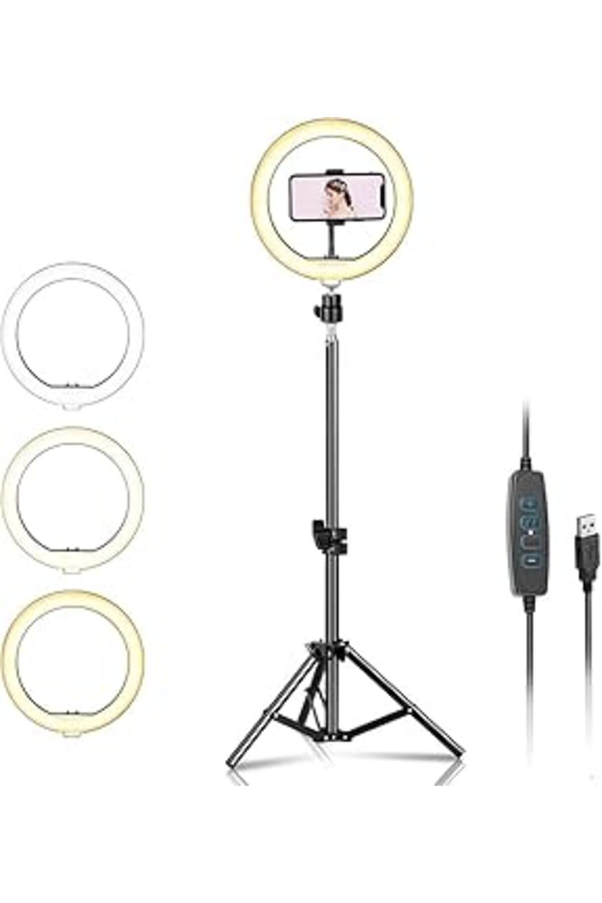 NETWORK ART 13 Inch Youtuber Led Işıklı Halka Telefon Tutuculu 13 Inch 26 Cm Selfie/Yayıncı/Makyaj Işığı 210 Cm