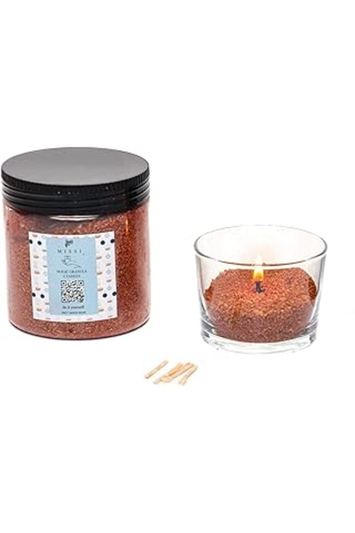 NETWORK ART Dark Amber Kokulu Taba Yaratıcı İnci Tozu Mum (30 Adet Fitil Ile Birlikte)-250 Gr