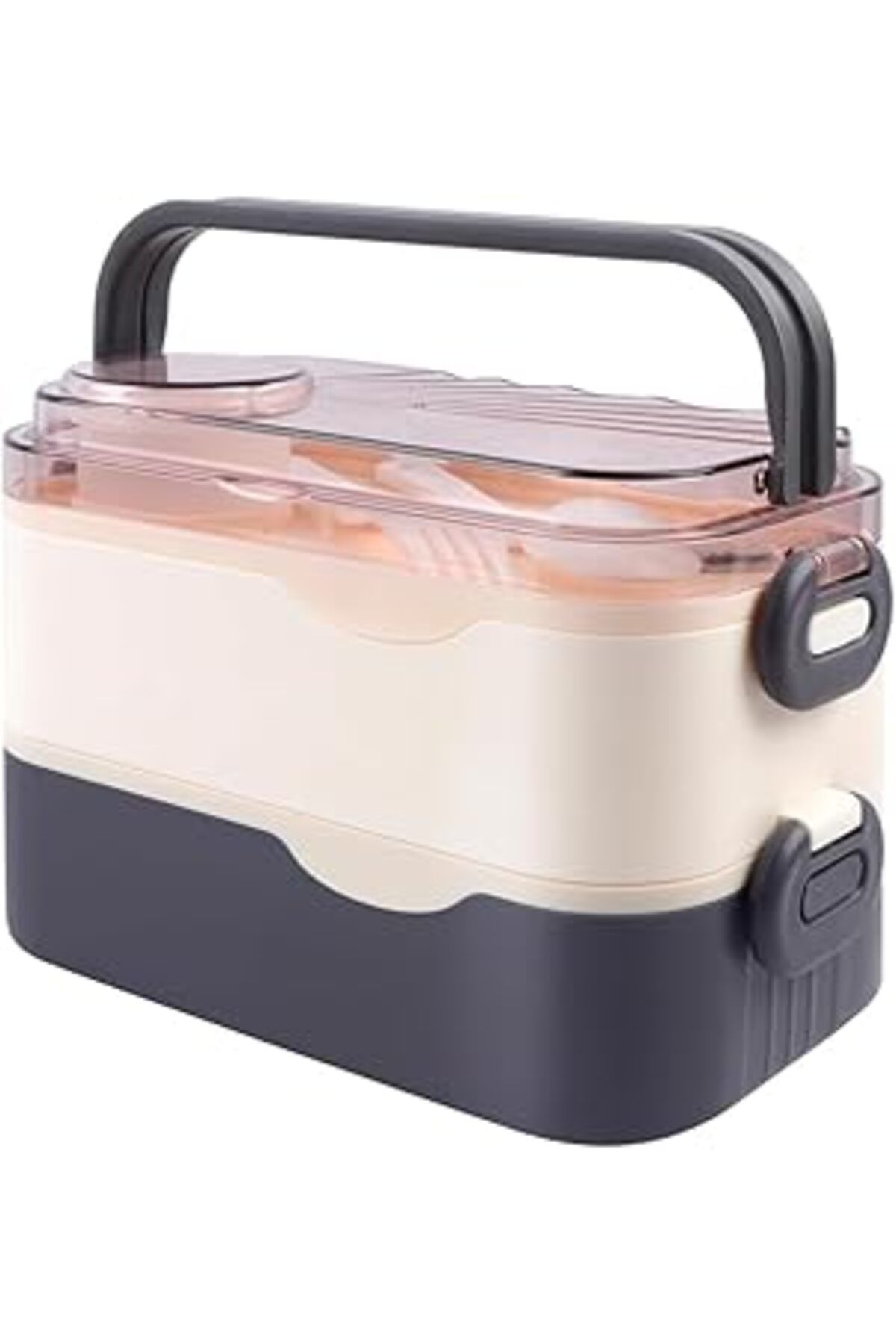 ASİTAN Vagonlife 1350 ml Iki Kat Üç Bölme Paslanmaz Çelik Lunch Box Yeni Nesil Sefer Tası-sos Kaseli Model