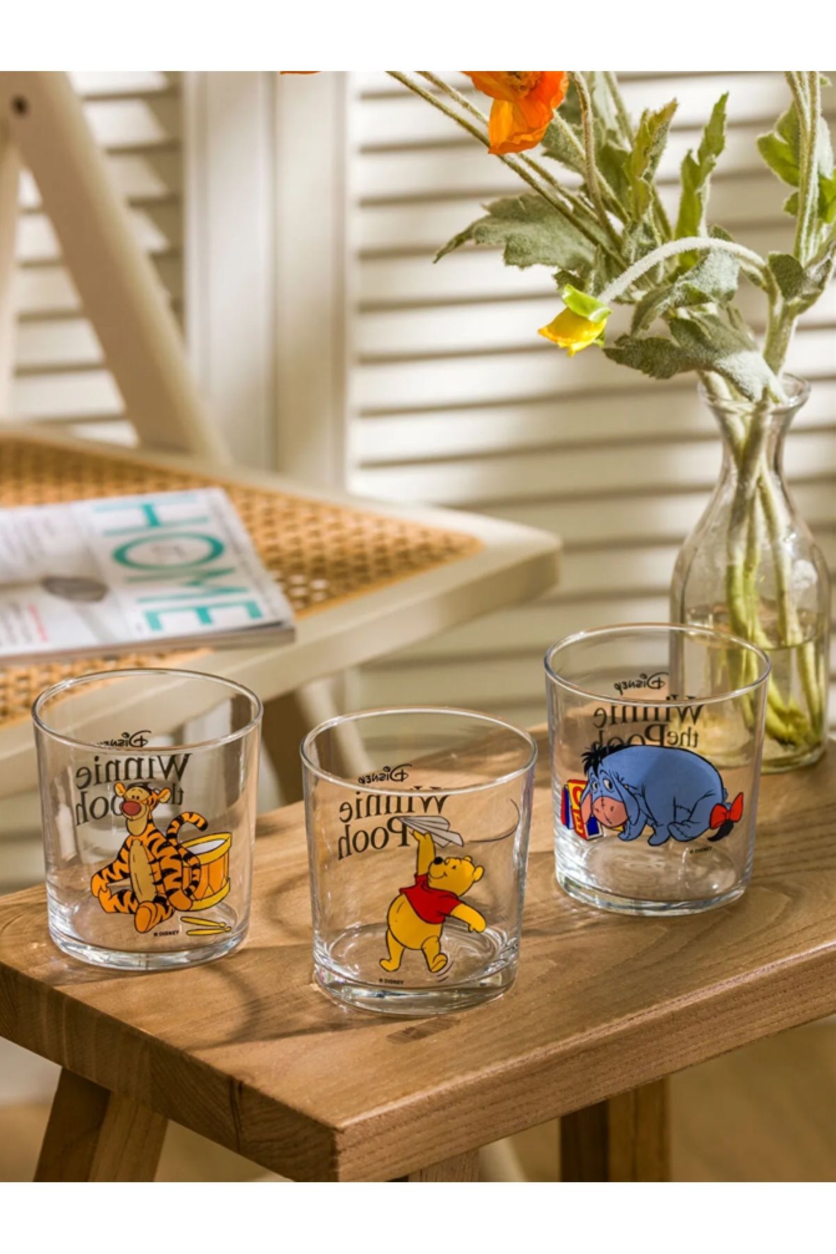 LC Waikiki Karişik Winnie the Pooh Baskılı Cam Bardak Seti 3'lü 380 ml