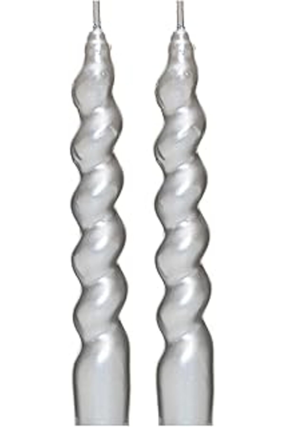 NETWORK ART Missi Yılbaşı 2li Twirl Glow Gümüş Şamdan Mum Seti (18 CM)