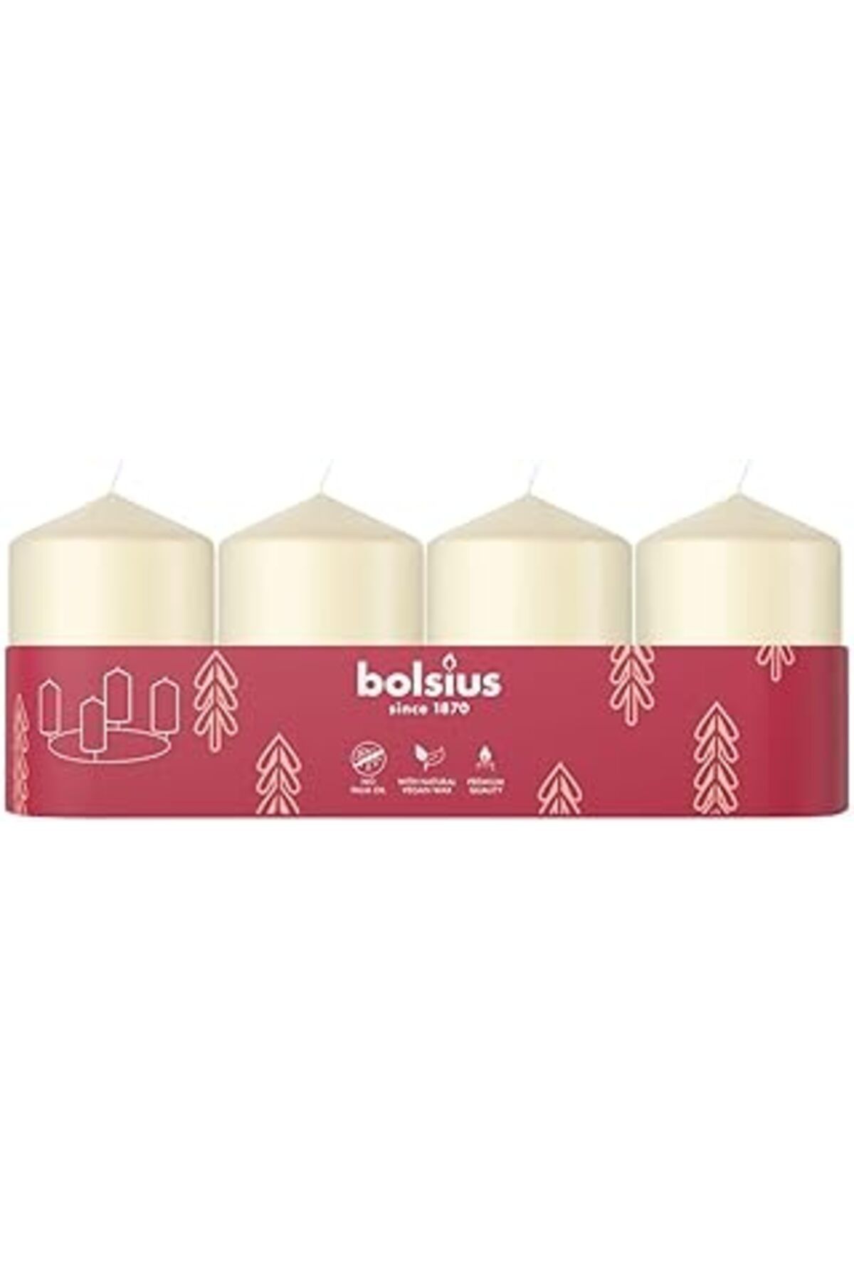 ASİTAN Fildişi Sütun Blok Mum, 7 Saat Yanma Süreli, 60/40Mm (4'Lü Paket)