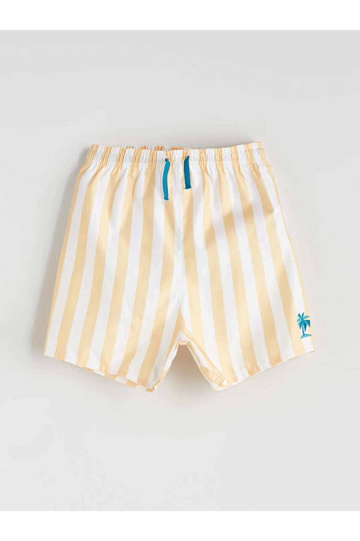 LC Waikiki LCW Kids Yeşil Beli Lastikli Çizgili Erkek Çocuk Yüzme Şort
