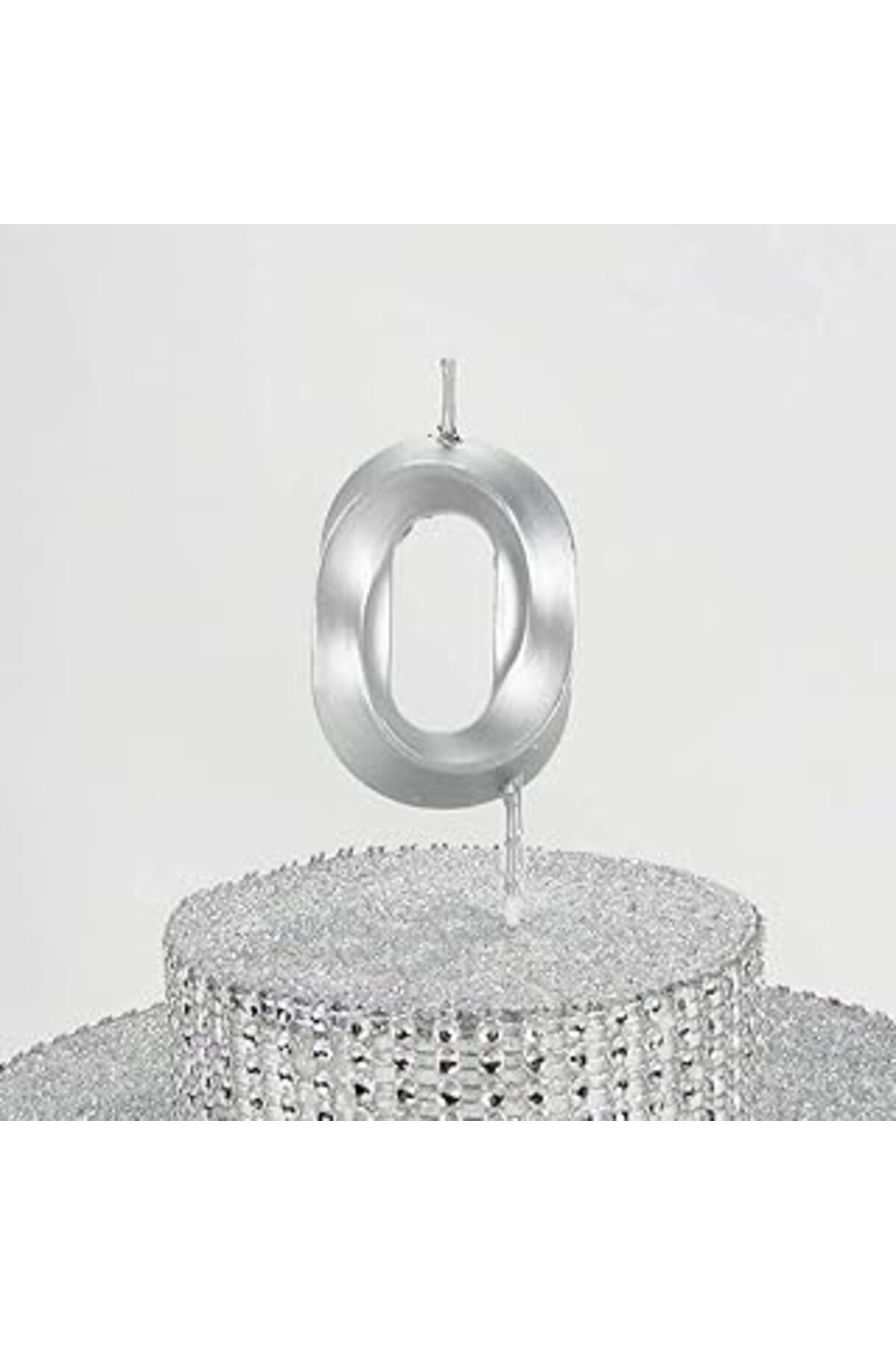 ASİTAN Parti Vitrini 0 Sıfır Rakamlı Gümüş Gri Mum 6.5 Cm