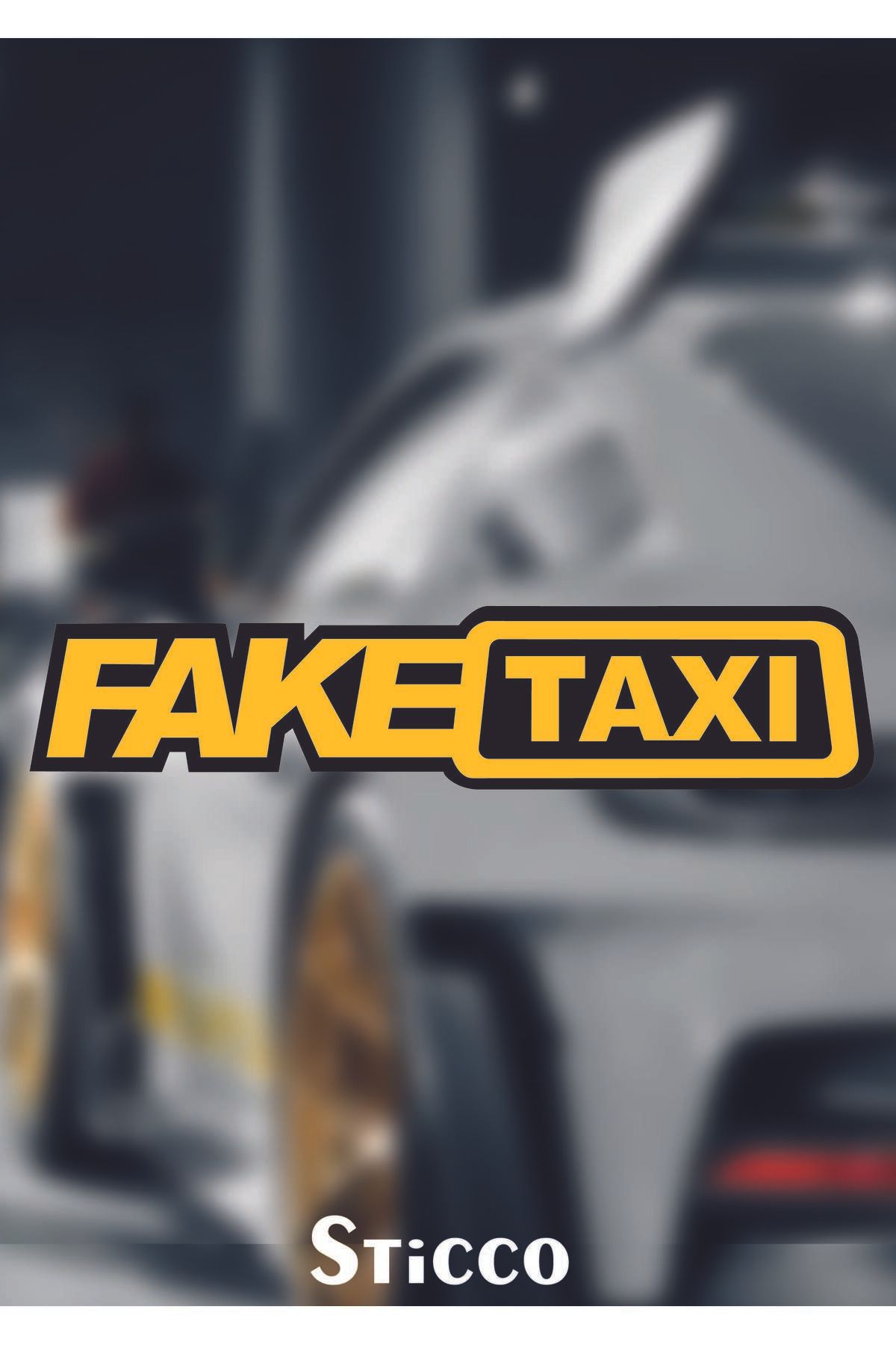 Sticco Fake Taxi Sticker Motor, Kask, Laptop, Araba Sticker 14x3 Cm