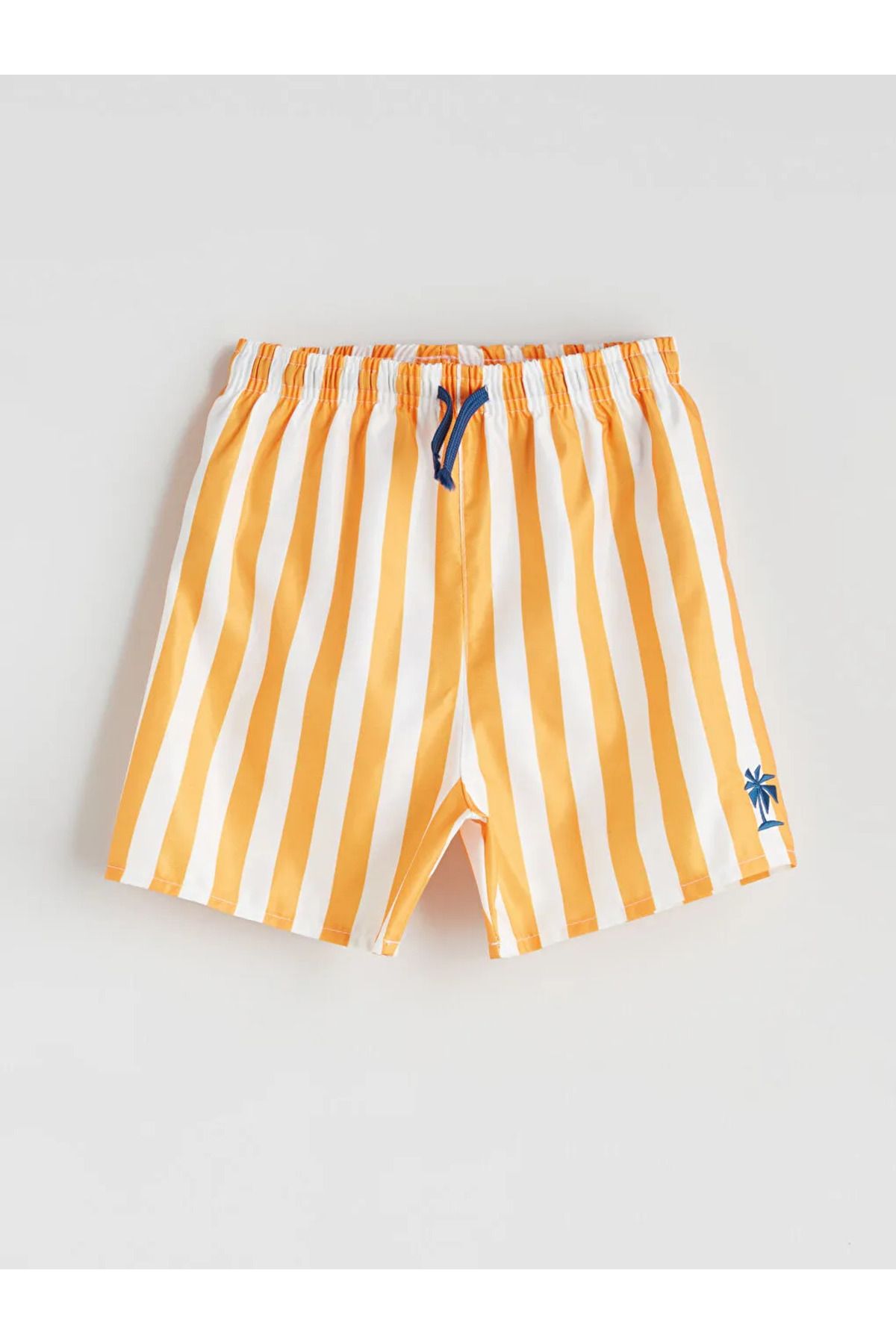 LC Waikiki LCW Kids Yeşil Beli Lastikli Çizgili Erkek Çocuk Yüzme Şort