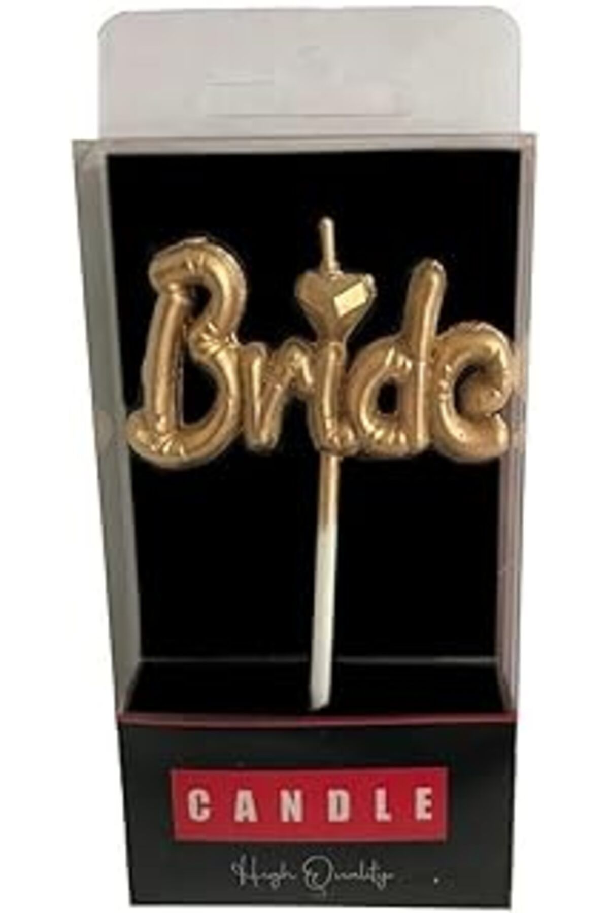 Roses Store Bride Yazılı Folyo Balon Şekilli Gold Mum Mum1002-9