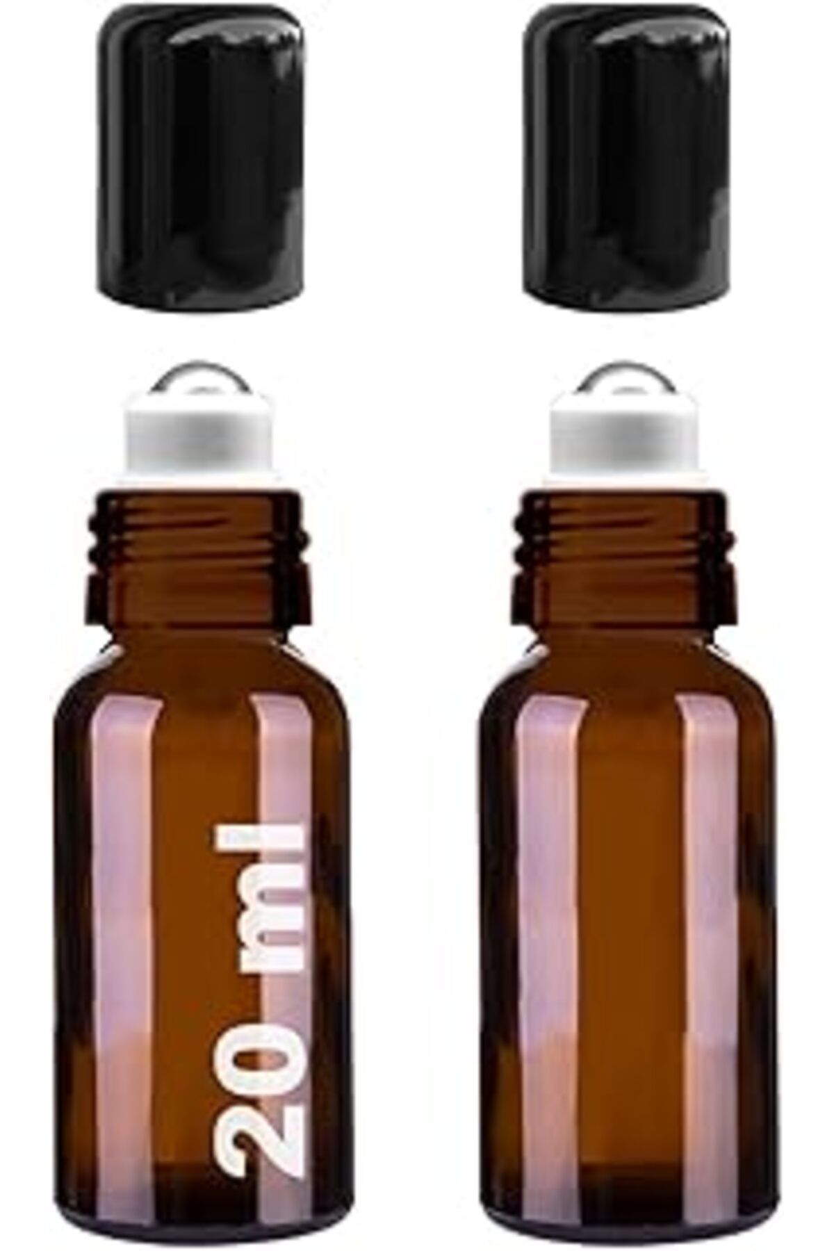 NETWORK ART Afracam 20 Ml Çelik Roll On Şişesi 20 Cc Sızdırmaz Siyah Kapaklı Cam Şişe 2 Adet (Amber, 20)