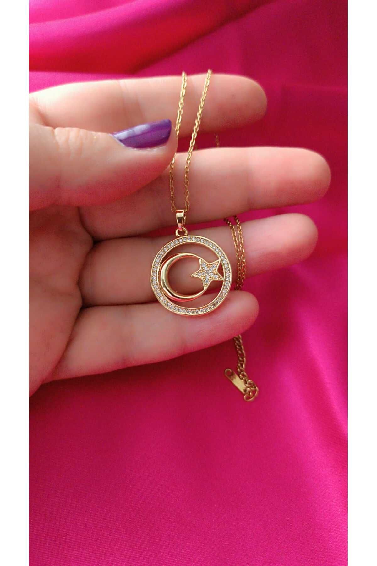 shop Çelik Kararma Yapmaz Altın Kaplama Ayyıldız Figürlü Şık Zarif Kadın Kolye