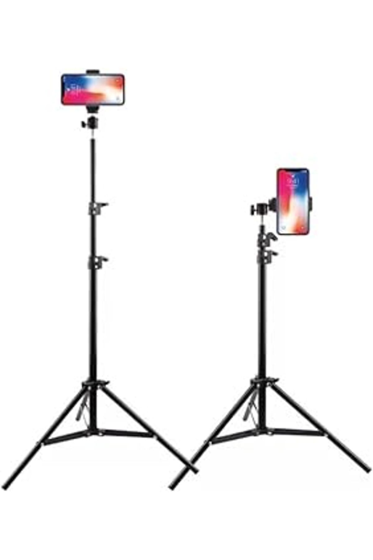 NETWORK ART Tripod 2.1 Mt 360 Döner Başlıklı Telefon Tutucu Ring Light Metal Işık Stüdyo Lamba Ayağı
