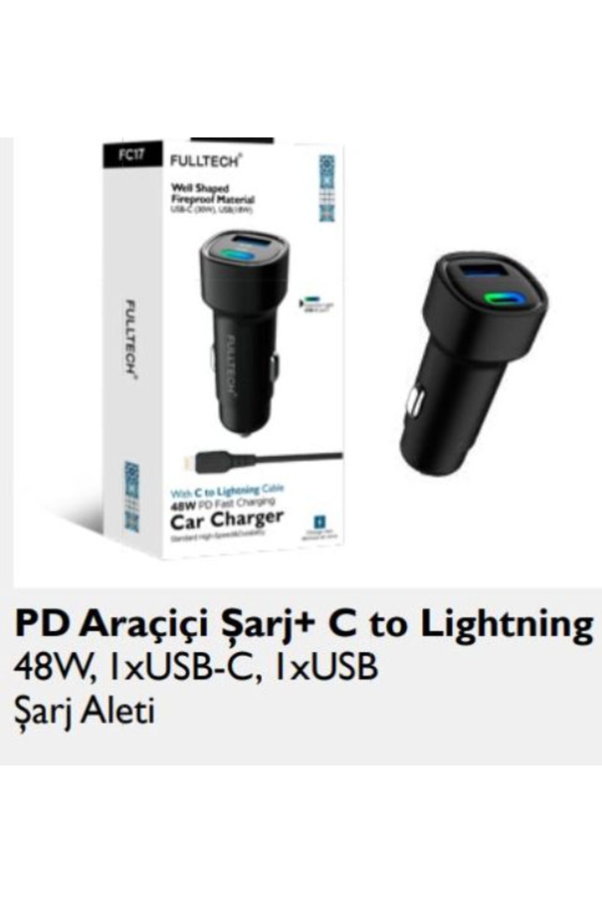 Aydoganticaret44 FC 17 48 W araç Şarj Başlığı 48w sarj C lihgtining 1xusb C , 1 USB