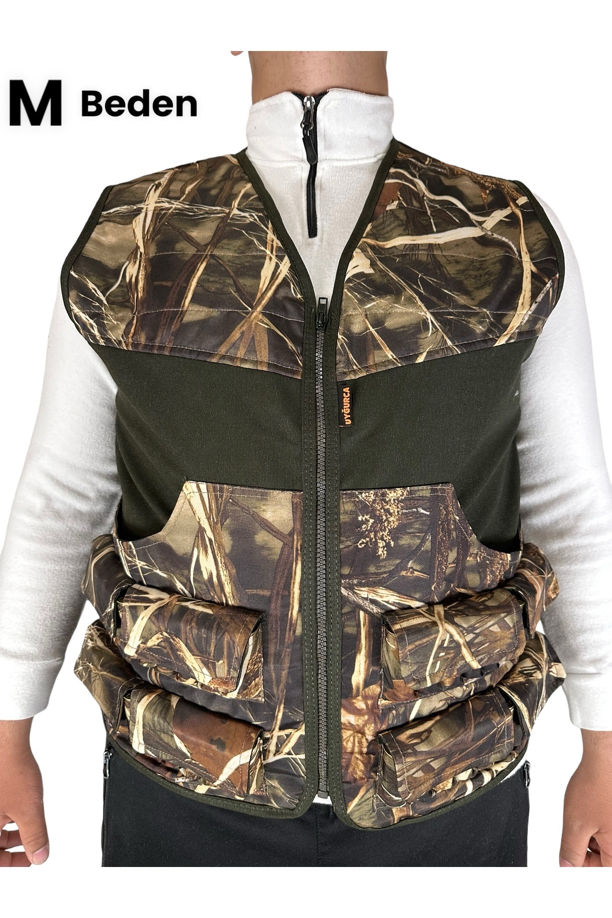 UYĞURCA M Beden Sazlık Desen Avcı Yeleği - 40 Fişek Kapasiteli - 12 Kalibre