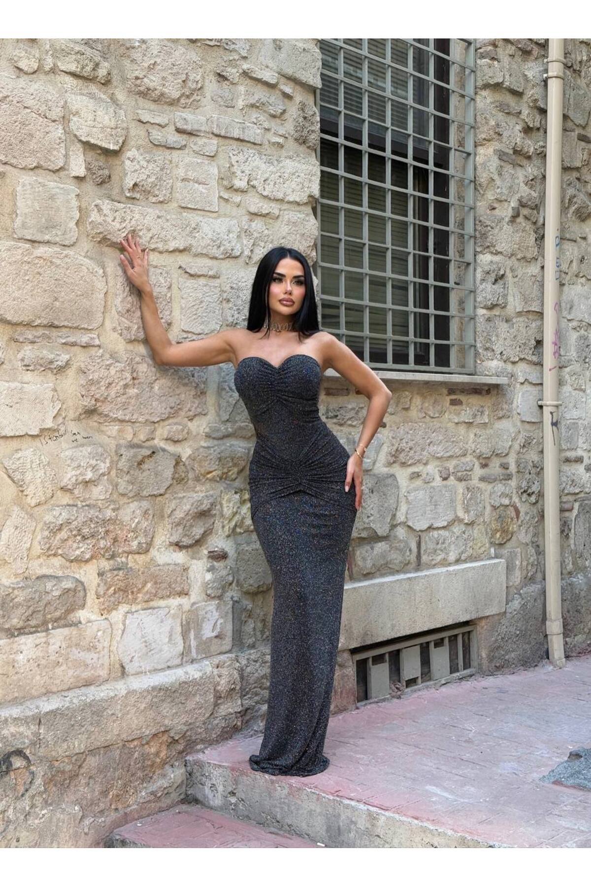 D'RECCY-ΓΥΝΑΙΚΕΙΟ ΑΣΗΜΕΝΙΟ Lycra ΣΤΡΑΠΛΕΣ ΜΑΚΡΥ ΠΑΡΤΙ ΚΟΜΨΟ ΒΡΑΔΙΝΟ ΦΟΡΕΜΑ 7