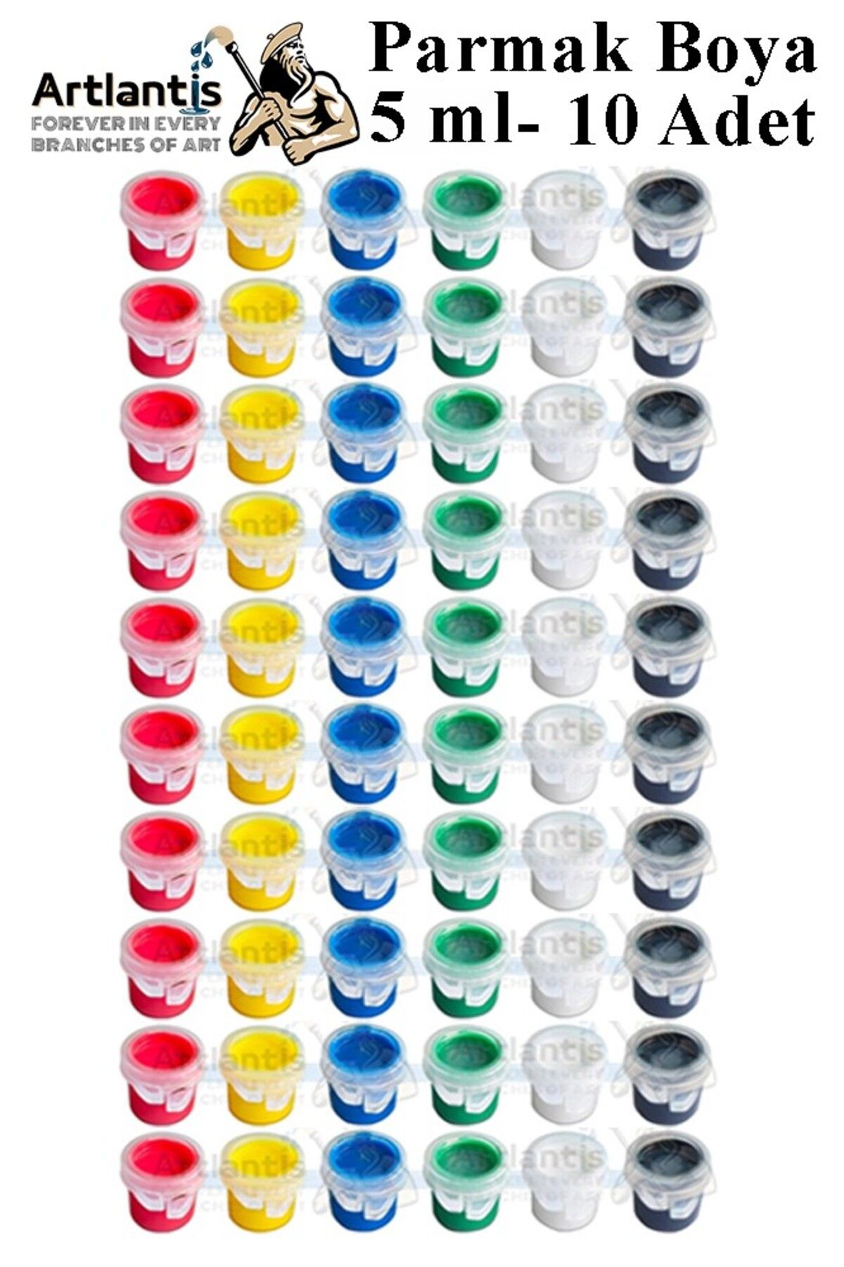Artlantis Parmak Boya 5 ml 6 Renk 10 Paket Mini Küçük Parmak Boya Etkinlik Boyama Boyası Su Bazlı Resim Okul Ö