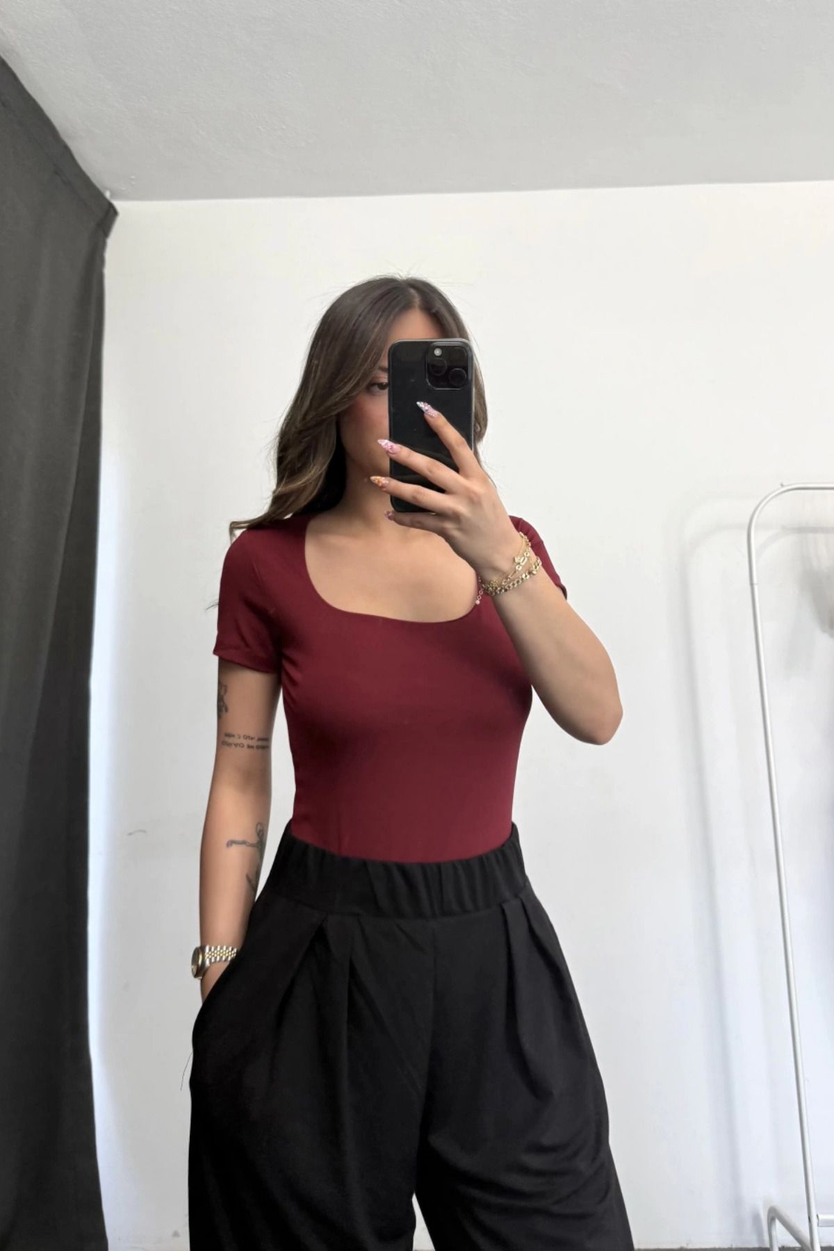 MOZENA Kare Yaka Basic Bodysuit