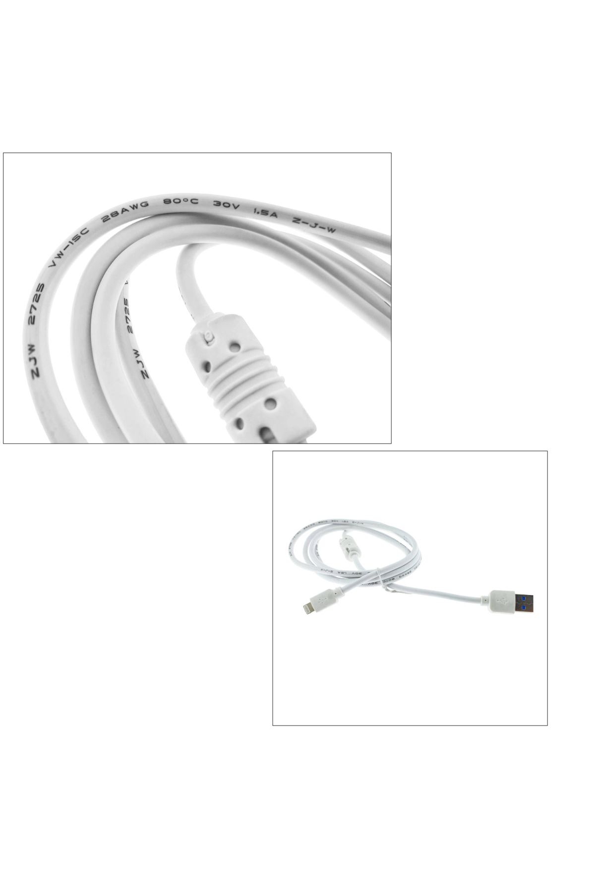 OEM-Cablu USB Premium pentru Apple iPhone, conector tip Lightning 8 Pin, 1.5m, Alb, AWG 28, 1.5A, bulk 3