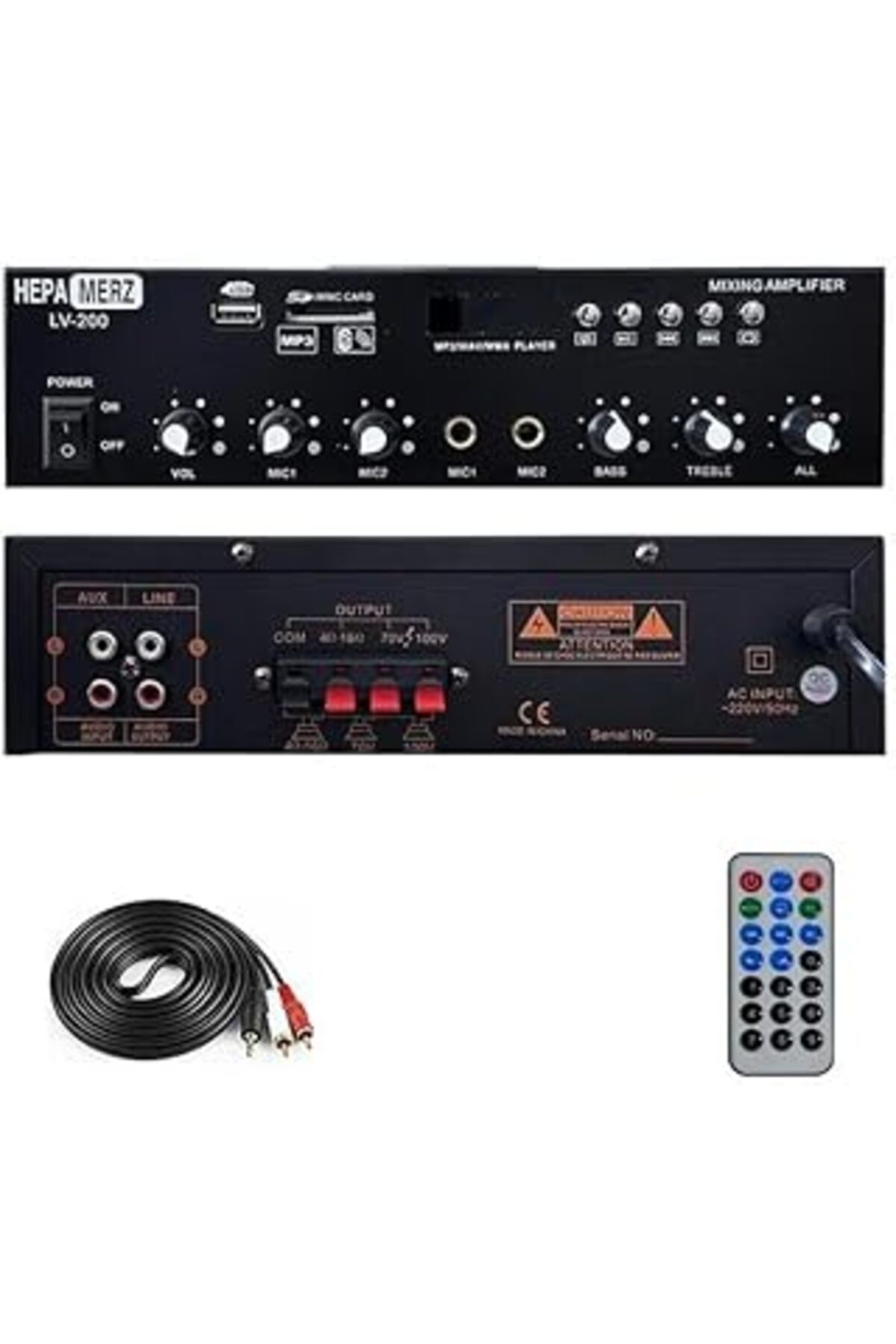 Qedii Hepa Merz Lv-200 100V Trafolu Ve 4-16 Ohm Mixer Amfi 200W Anfi Bluetooth Usb
