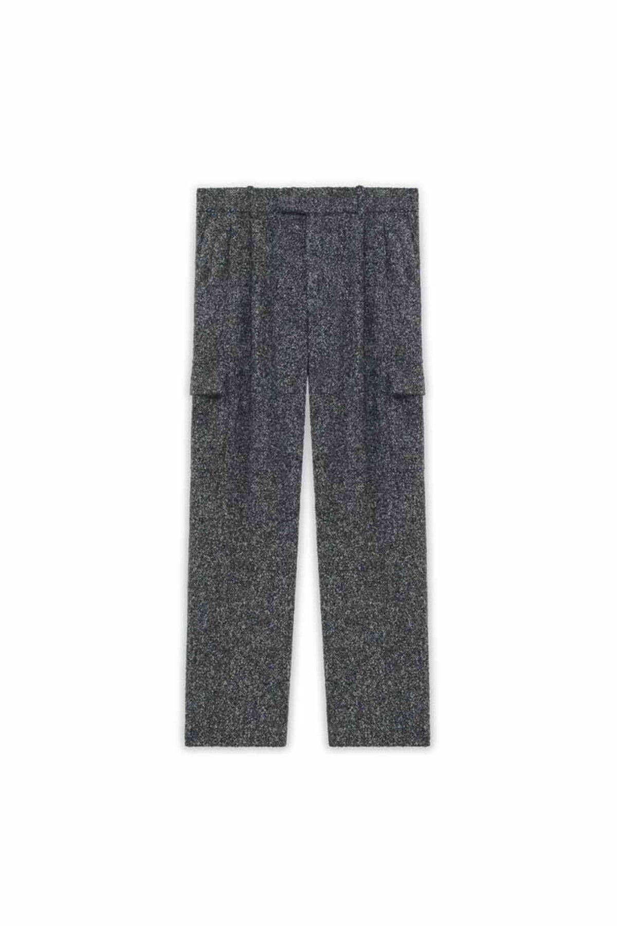 American Rag Cie Koyu Gri Yün Karışımlı Cargo Pantolon - Le Pantalon Tweed Chiné