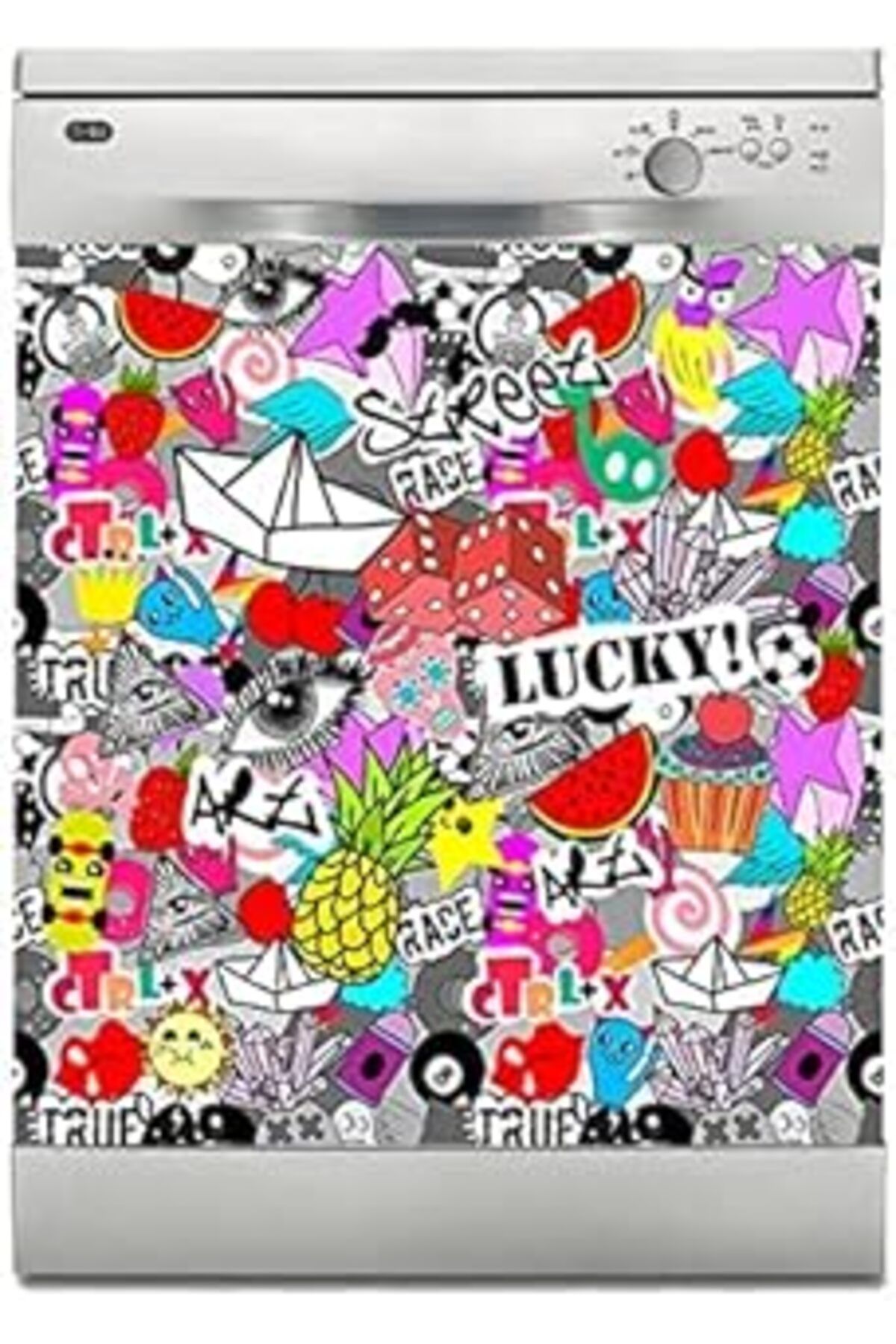 NETWORK ART Bulaşık Makinesi Sticker Kaplama Beyaz Eşya Kaplama Lucky