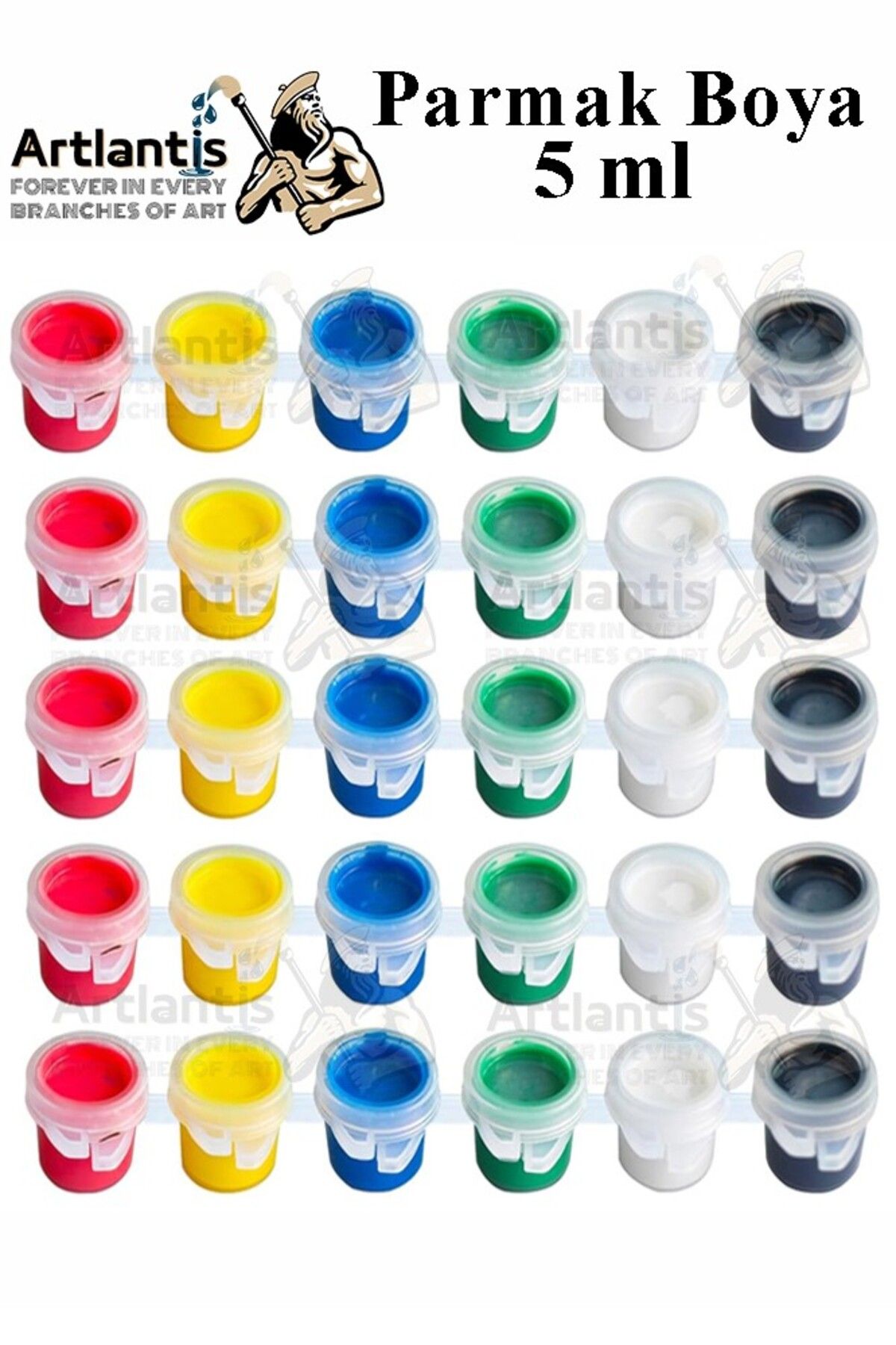 Artlantis Parmak Boya 5 ml 6 Renk 5 Paket Mini Küçük Parmak Boya Etkinlik Boyama Boyası Su Bazlı Resim Okul Ön