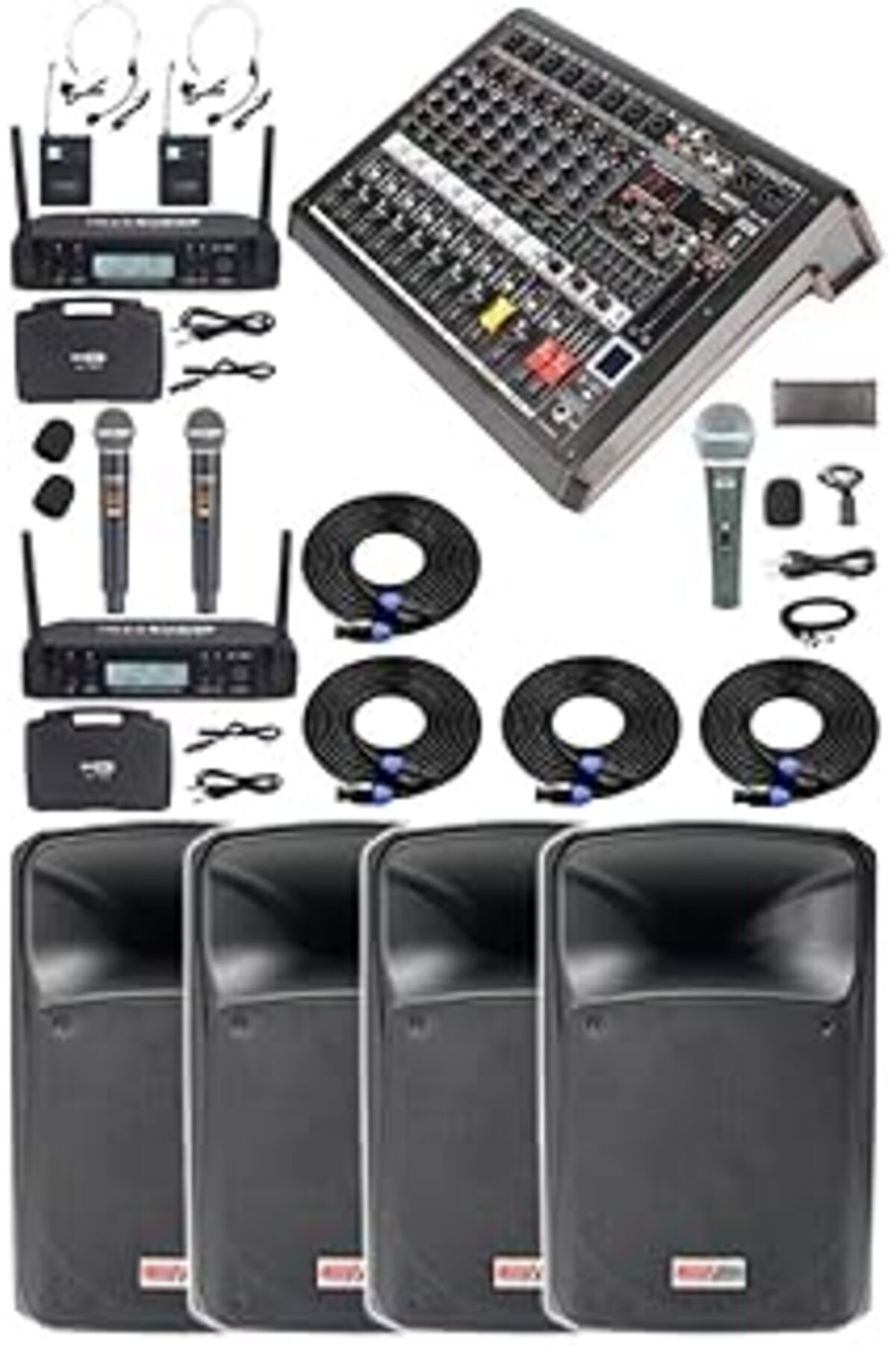 NETWORK ART Extreme Paket-2 Mixer Hoparlör Mikrofon Full Ses Sistemi Seti